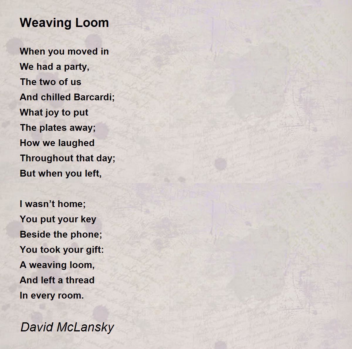 Weaving Loom by David McLansky Weaving Loom Poem