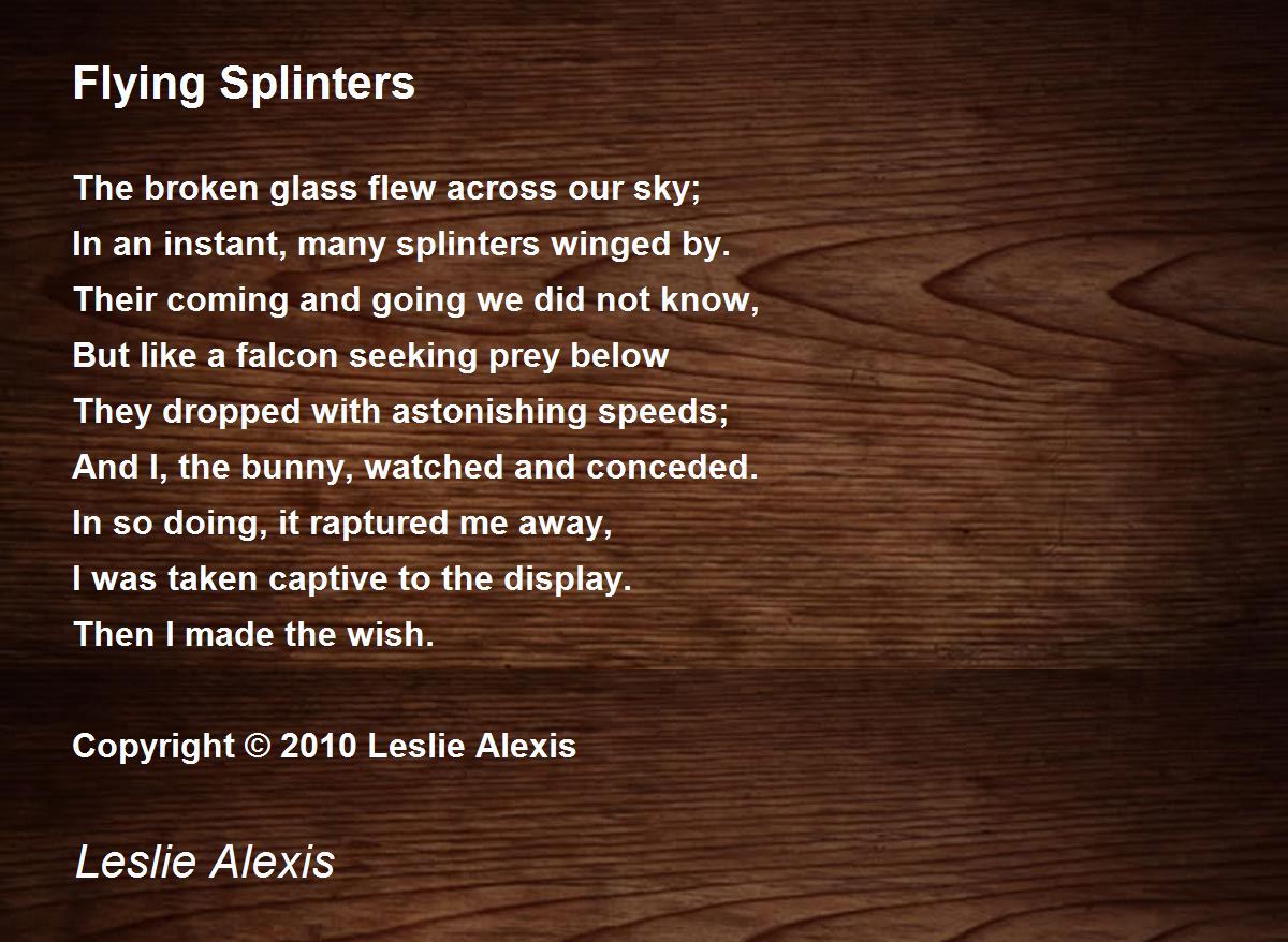 Flying Splinters Poem by Leslie Alexis Poem Hunter