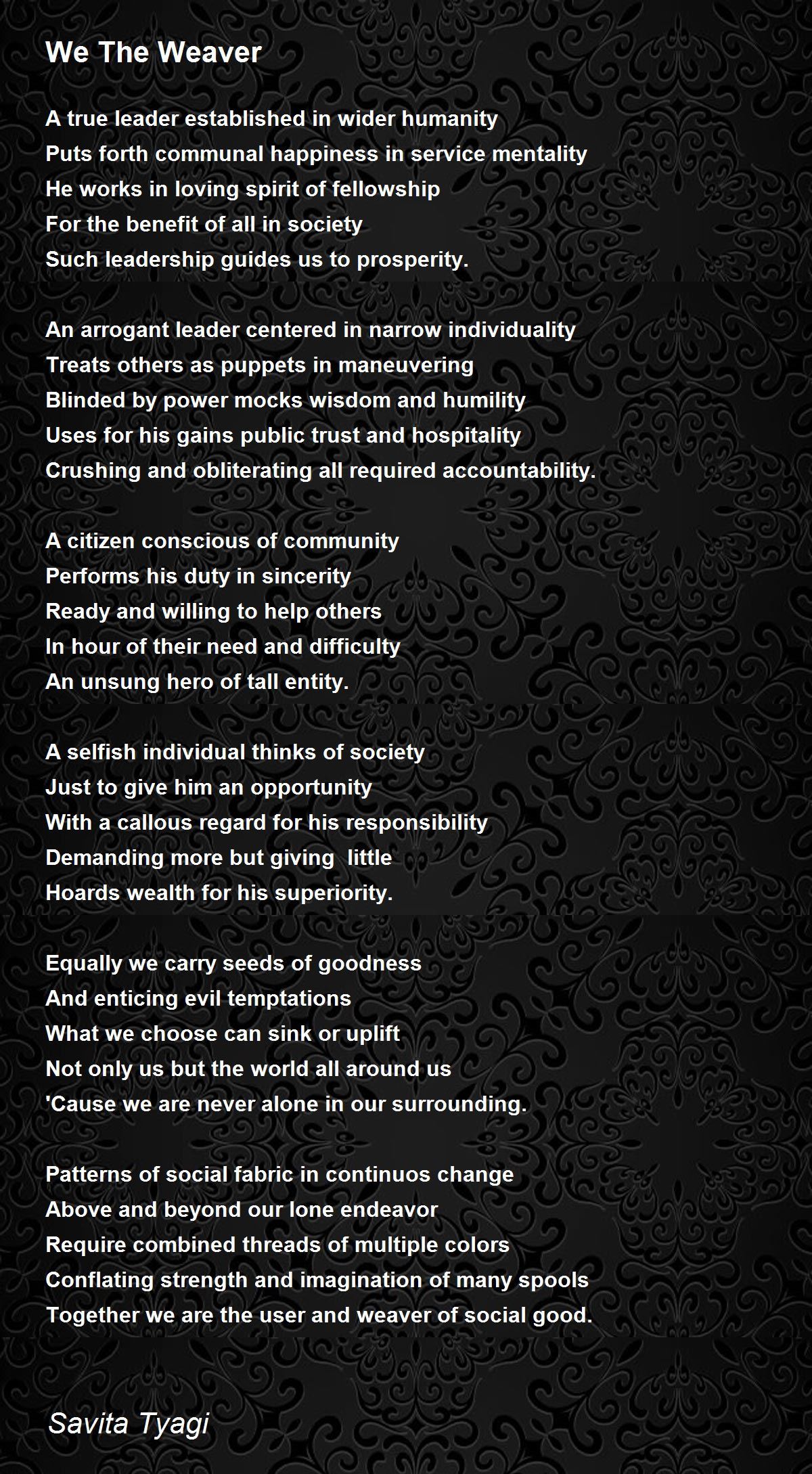 We The Weaver Poem by Savita Tyagi Poem Hunter