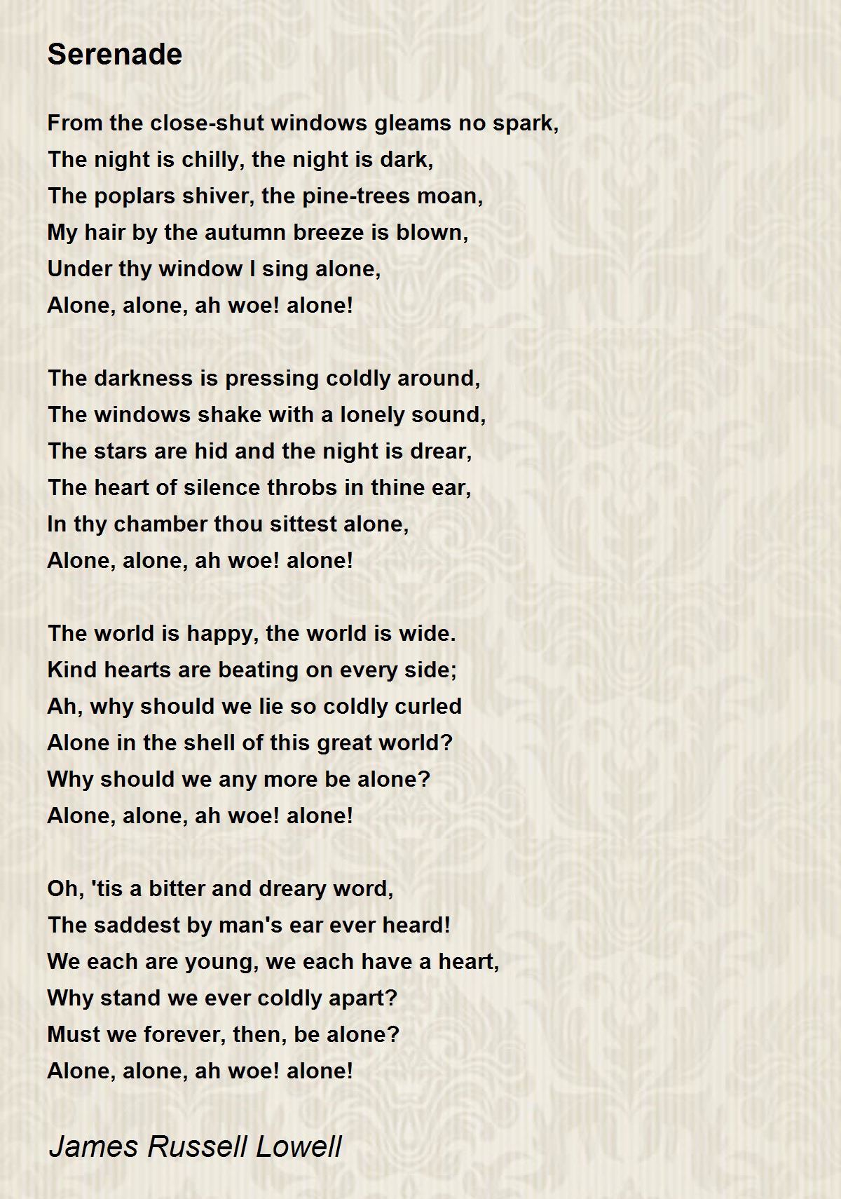 Serenade Poem by James Russell Lowell - Poem Hunter