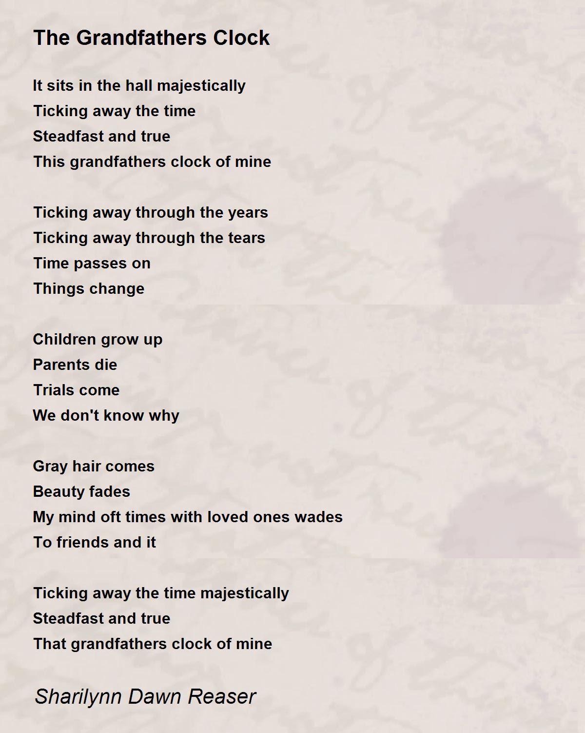 The Grandfathers Clock by Sharilynn Dawn Reaser The Grandfathers