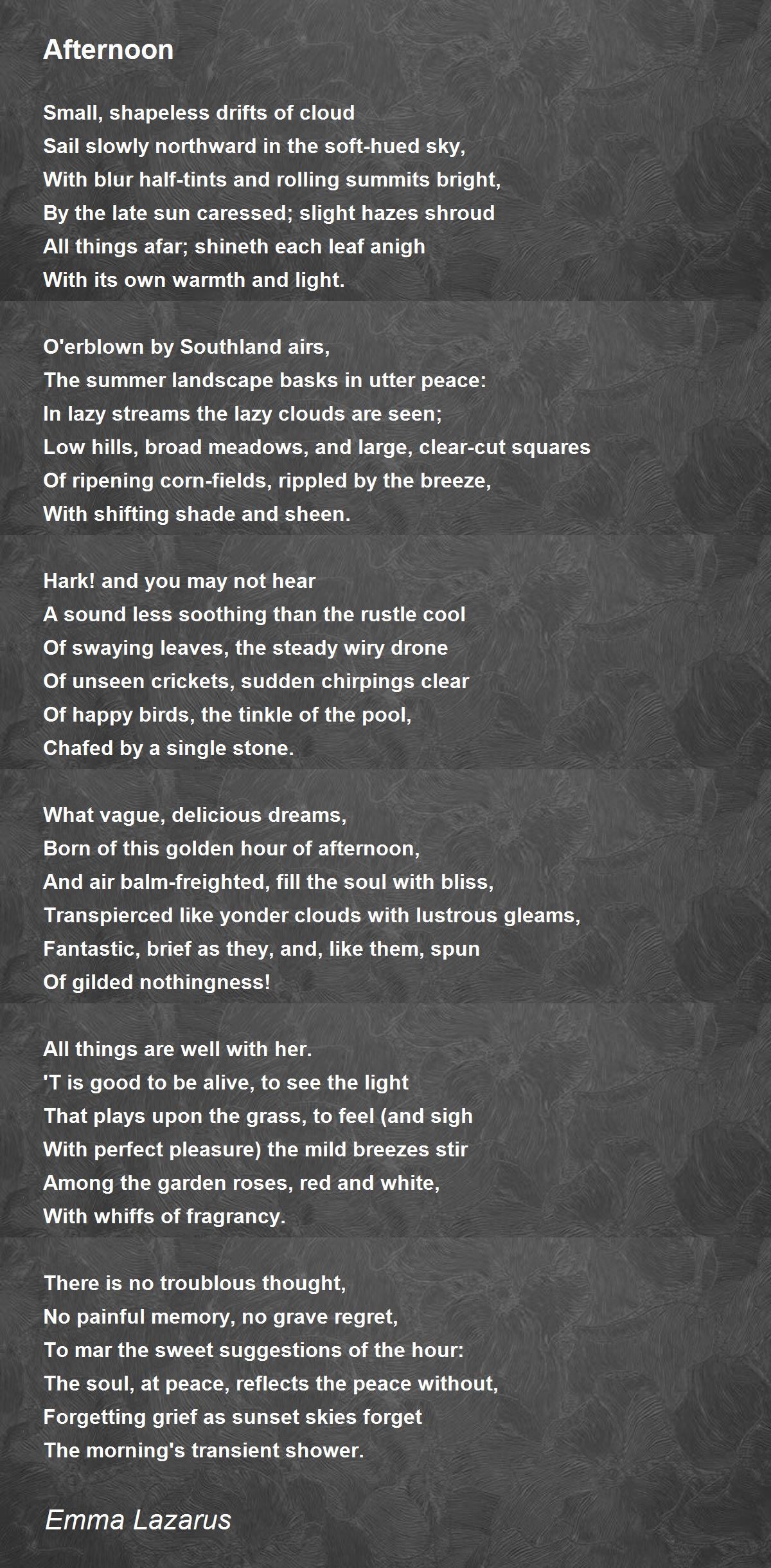 Afternoon - Afternoon Poem by Emma Lazarus