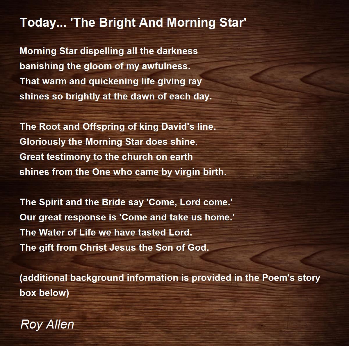 Today... 'The Bright And Morning Star' Today... 'The Bright And