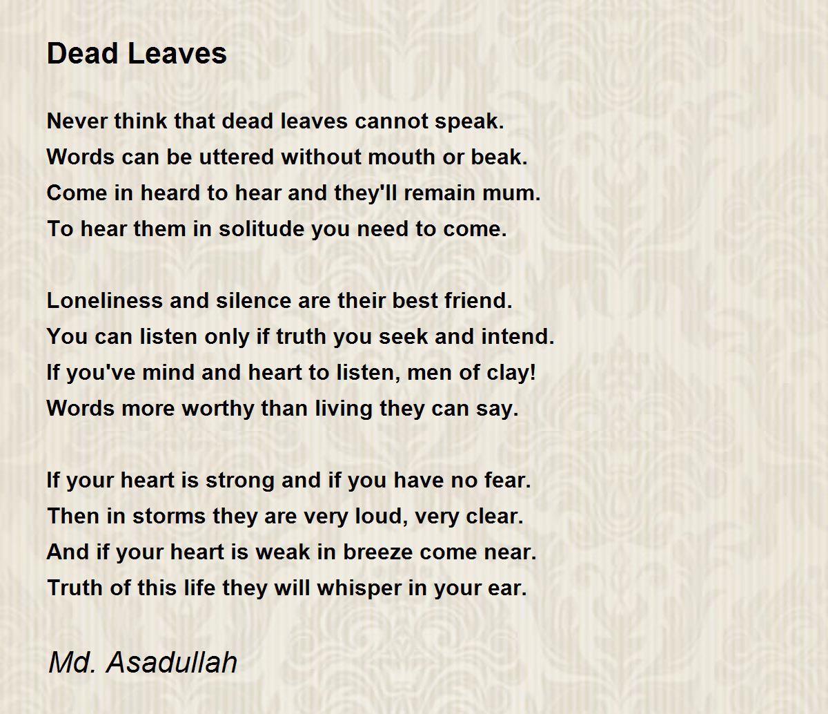Dead Leaves Dead Leaves Poem by Md. Asadullah