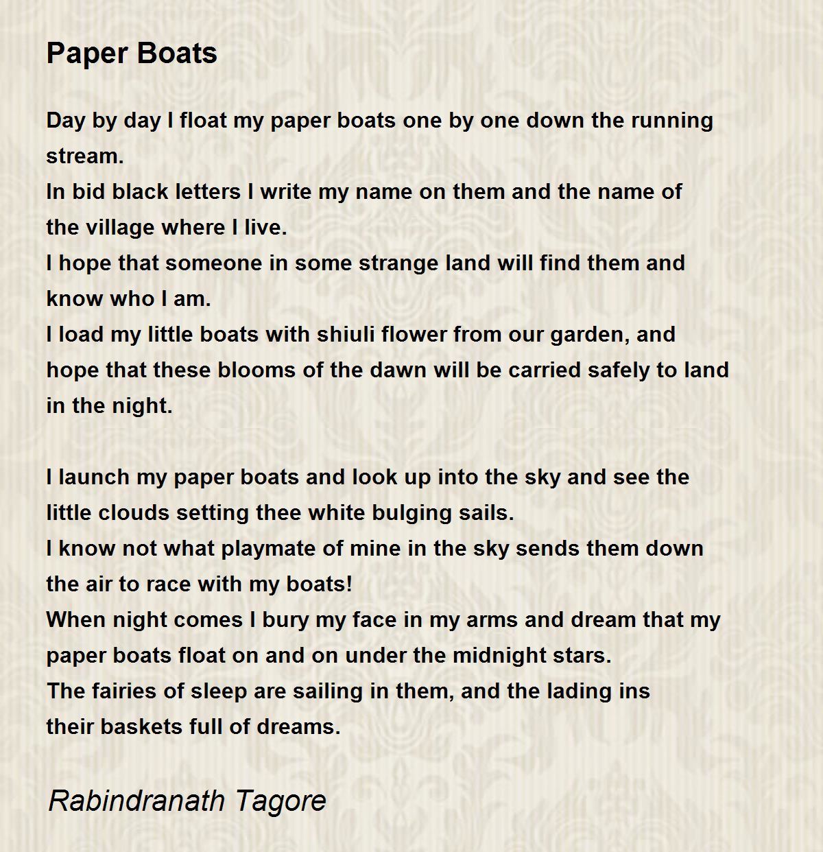 paper boat by tagore summary