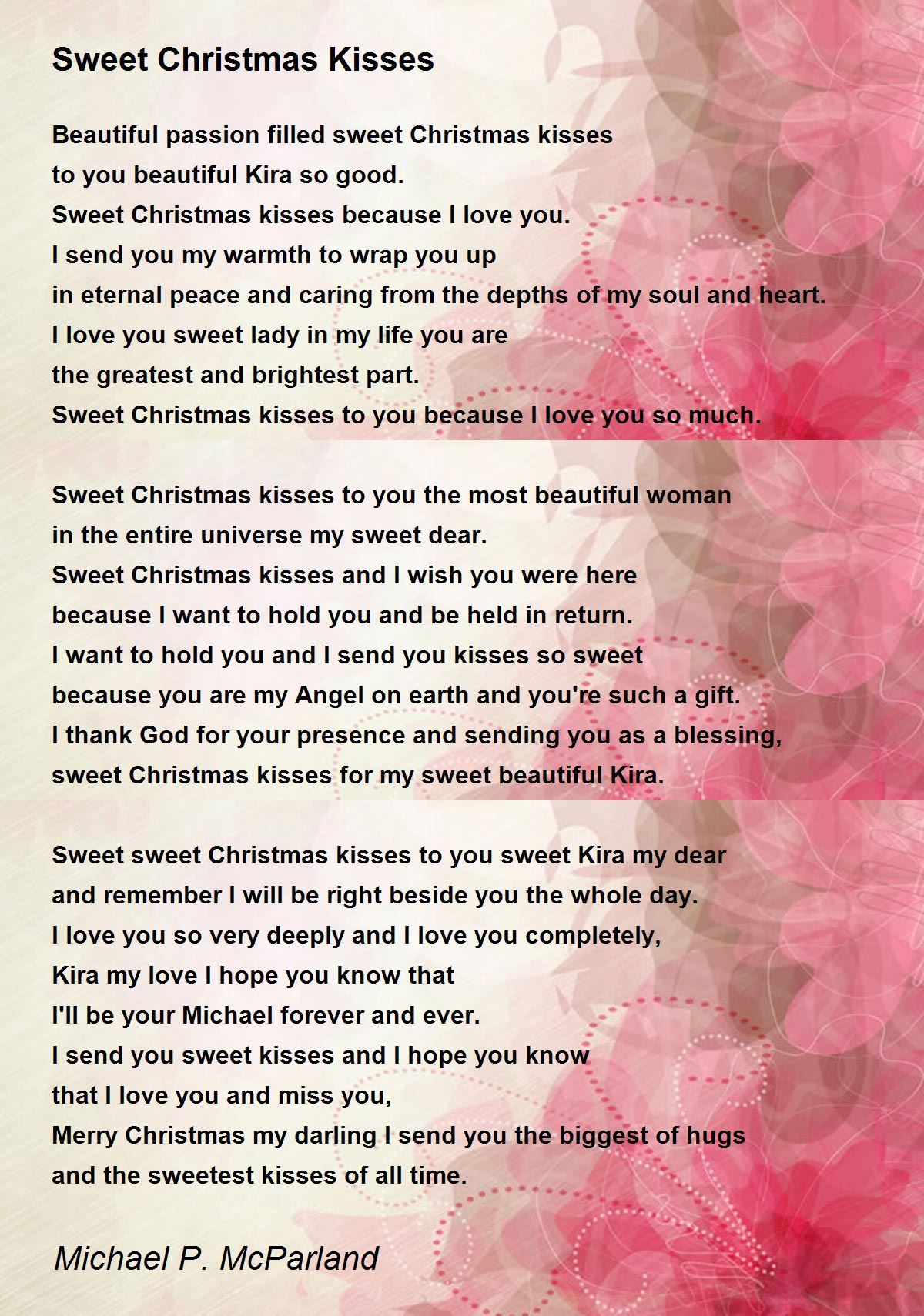 Sweet Christmas Kisses Sweet Christmas Kisses Poem by Michael P