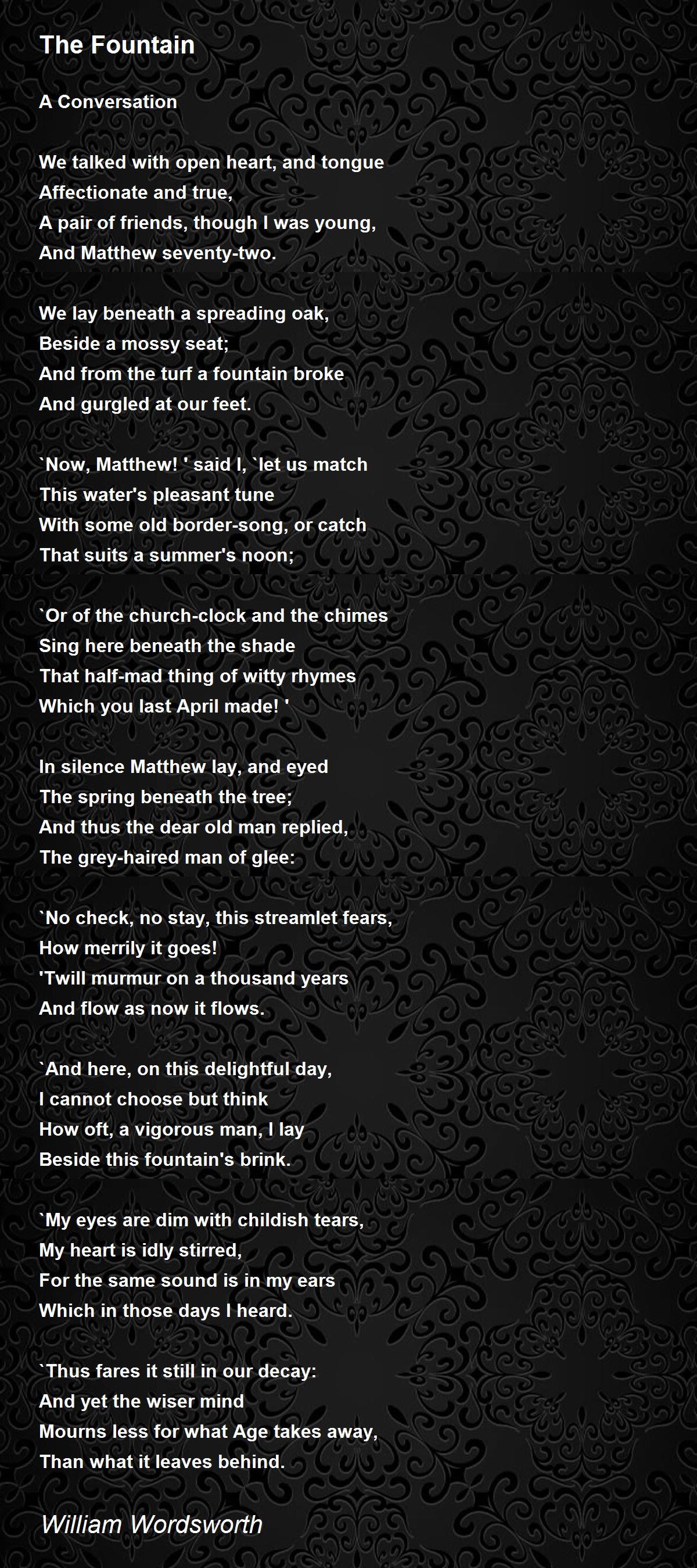 The Fountain Poem by William Wordsworth - Poem Hunter