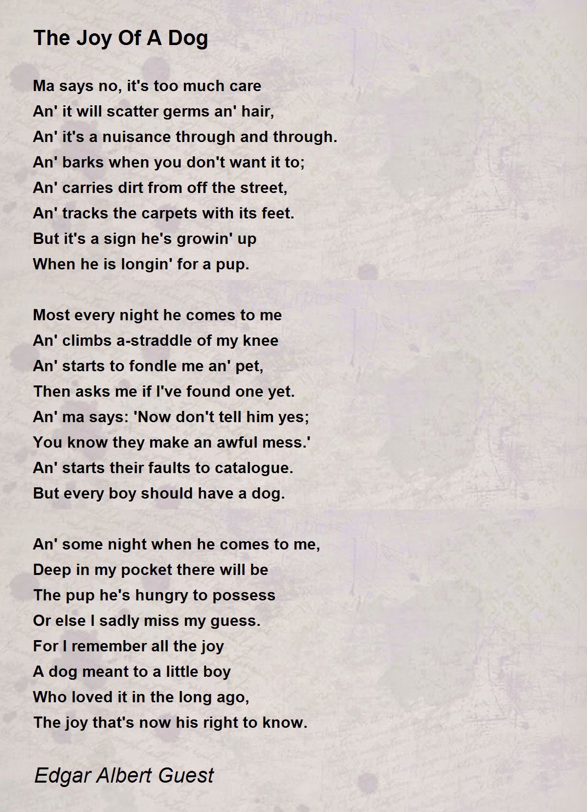 The Joy Of A Dog Poem by Edgar Albert Guest - Poem Hunter