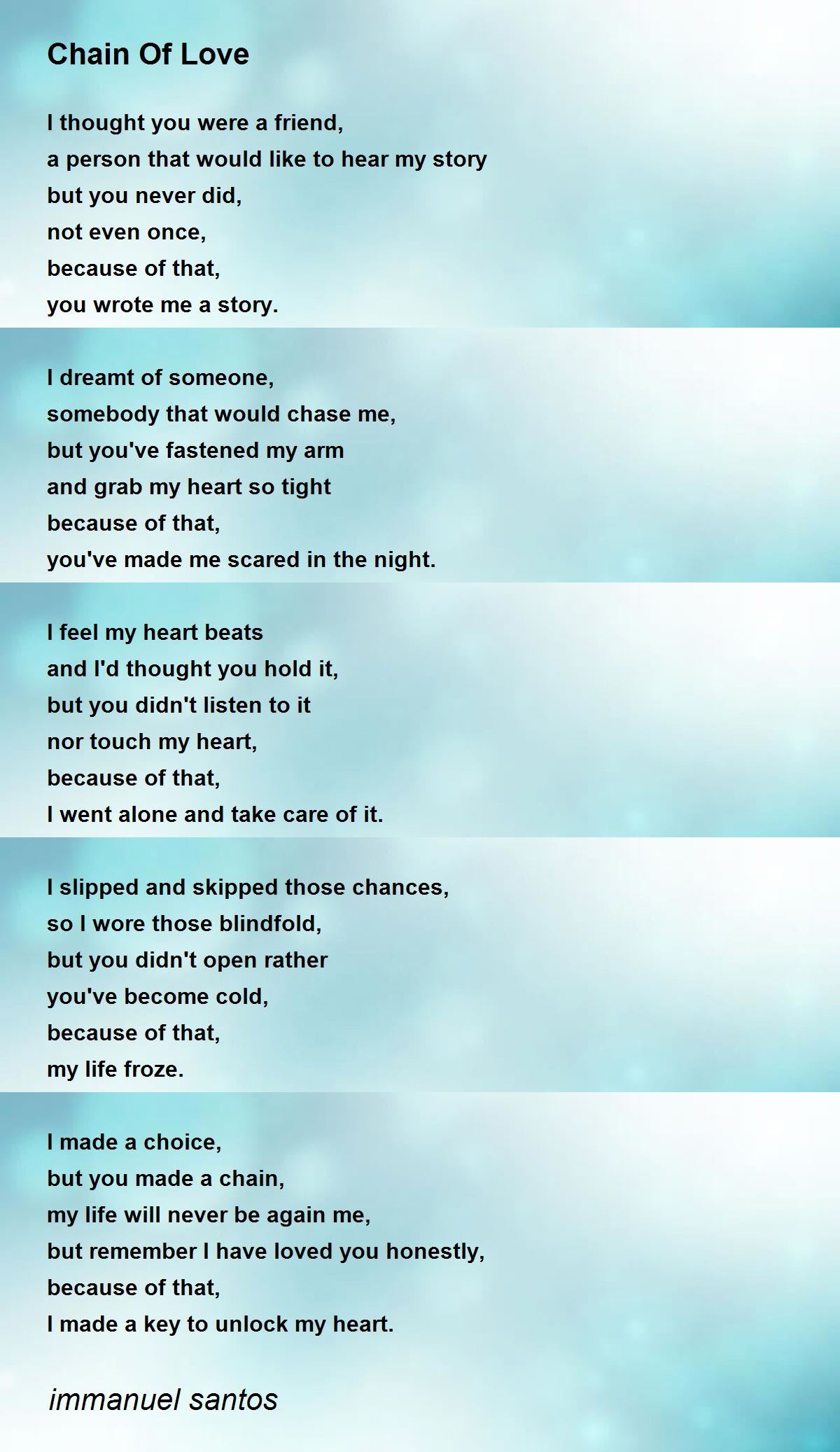 Chain Of Love by immanuel santos Chain Of Love Poem