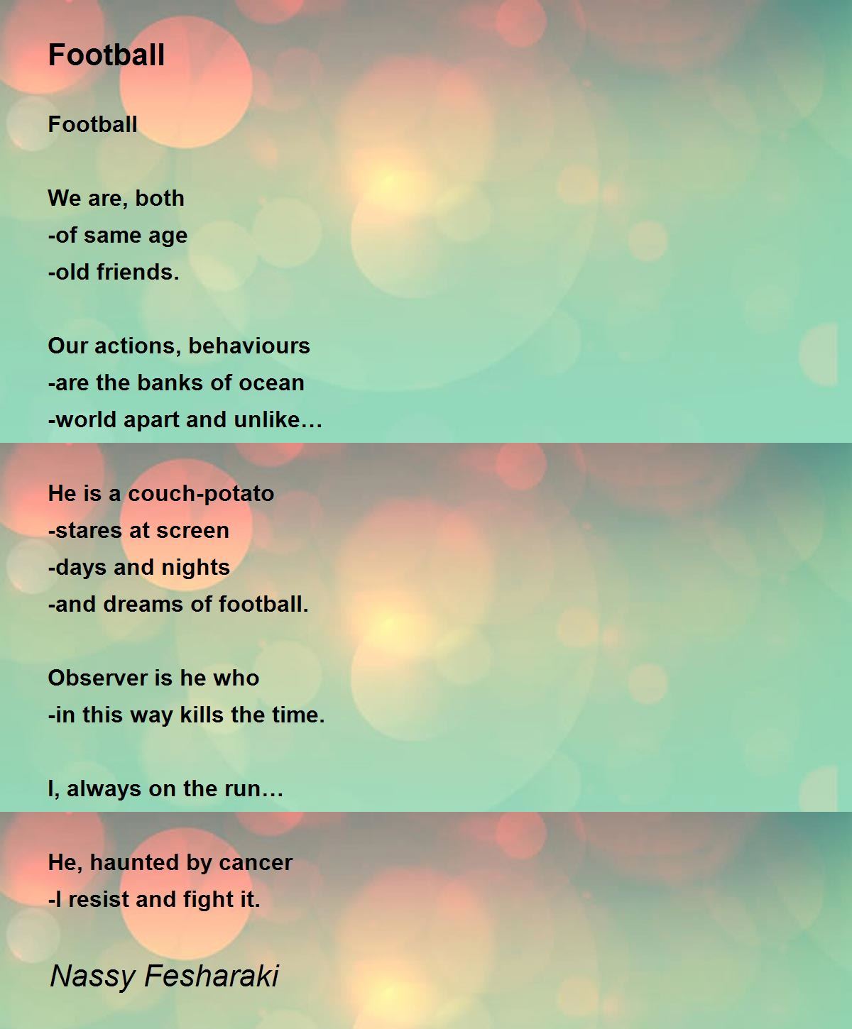 Football Football Poem by Nassy Fesharaki