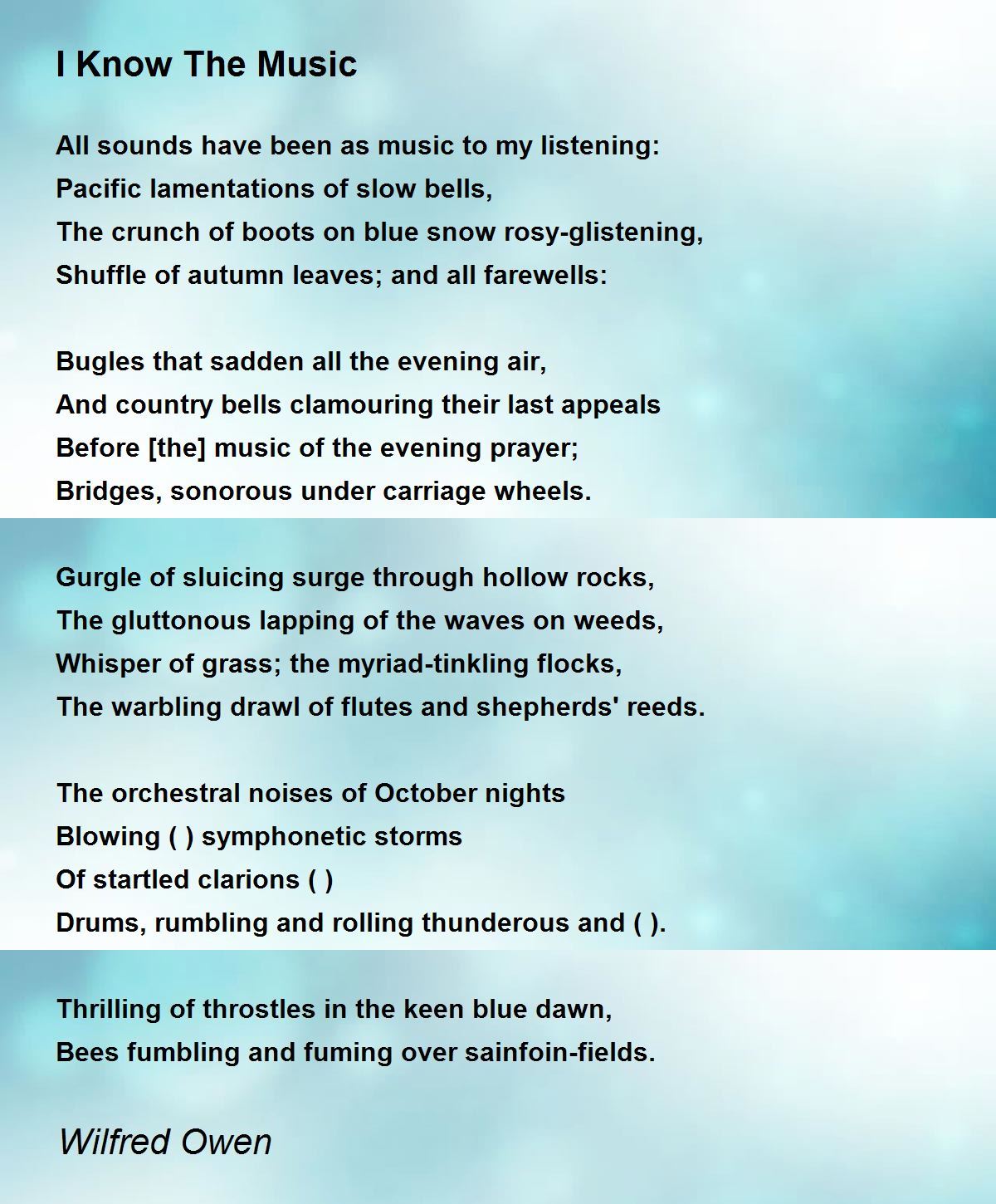 I Know The Music Poem by Wilfred Owen - Poem Hunter