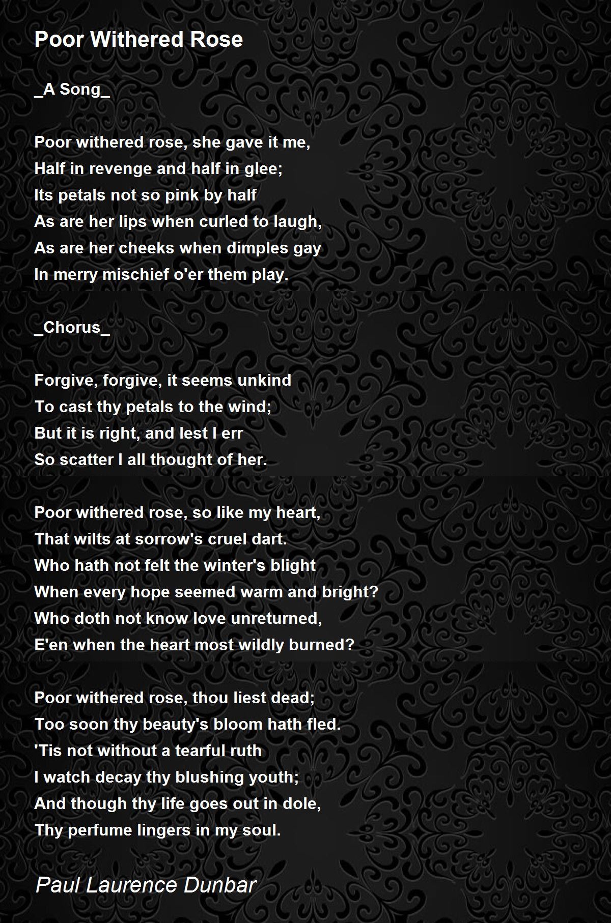 Poor Withered Rose Poem by Paul Laurence Dunbar Poem Hunter