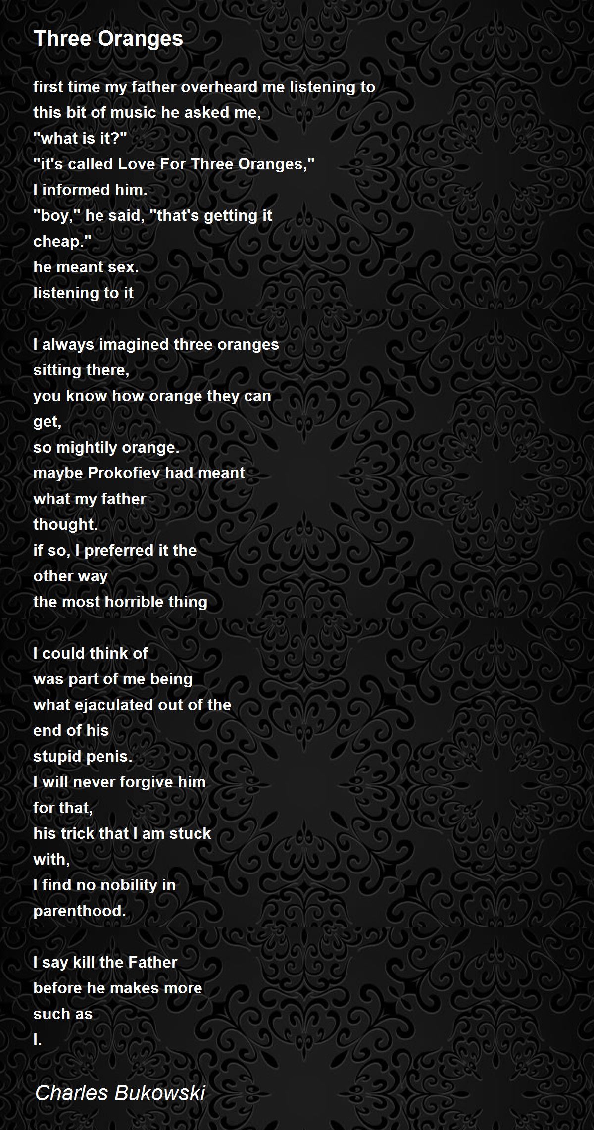 Three Oranges Poem by Charles Bukowski - Poem Hunter