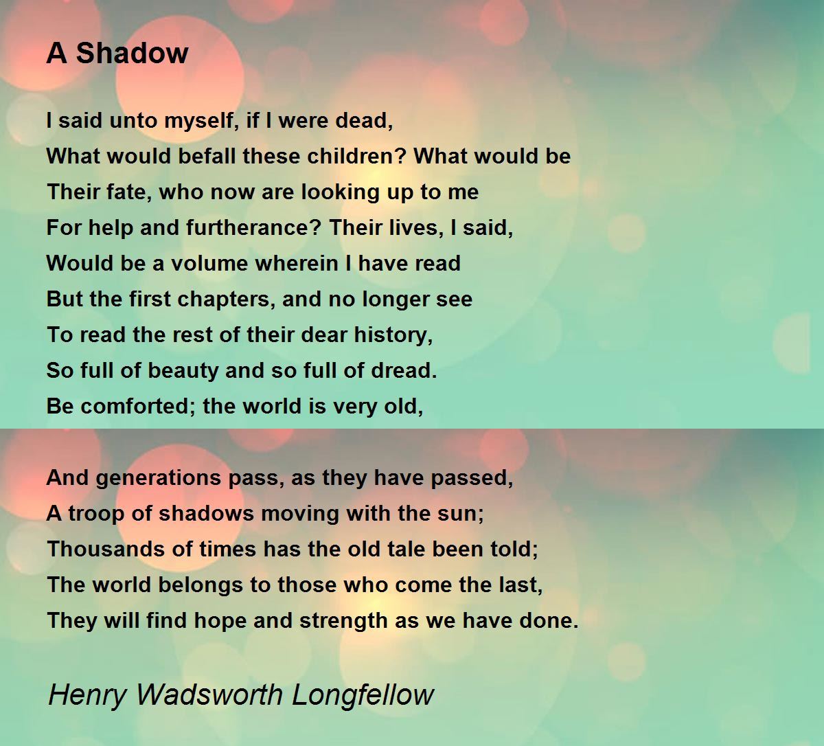 a shadow poem by henry wadsworth longfellow - poem hunter