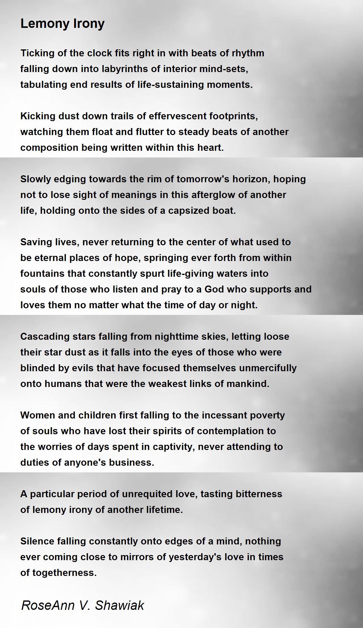 Lemony Irony by RoseAnn V. Shawiak Lemony Irony Poem