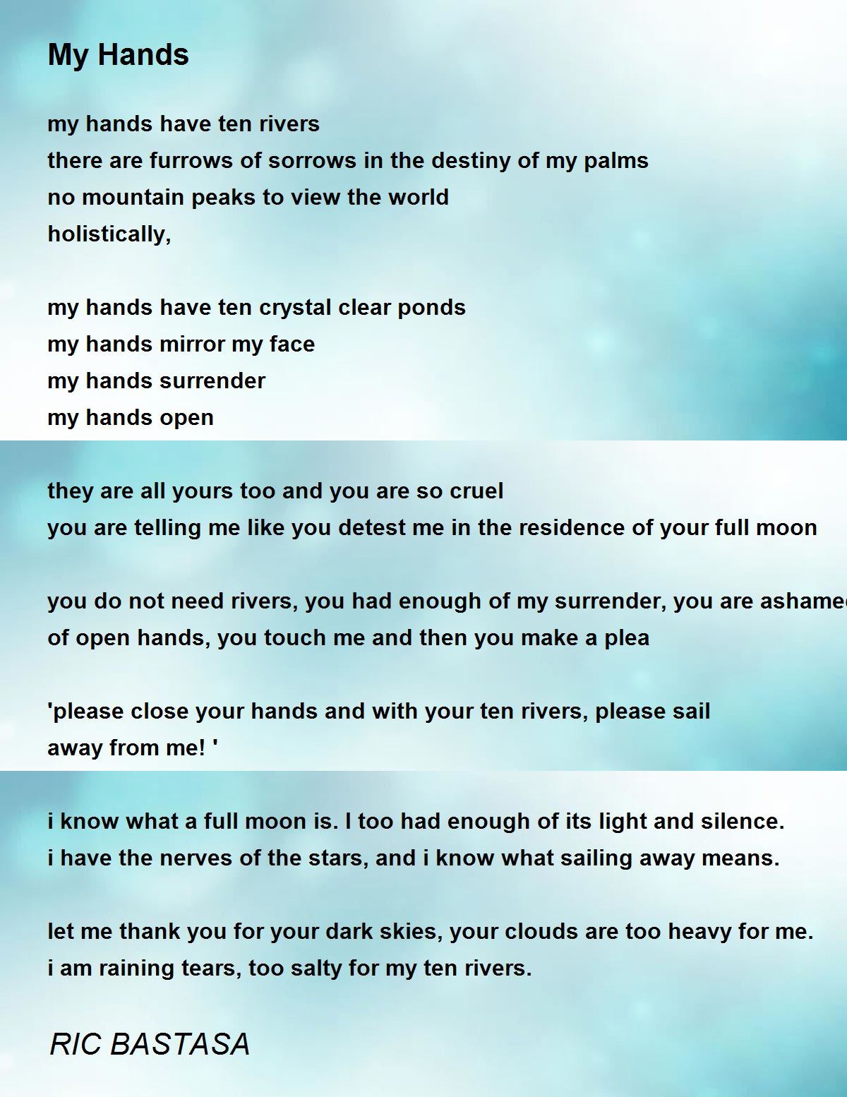 My Hands Poem by RIC BASTASA Poem Hunter