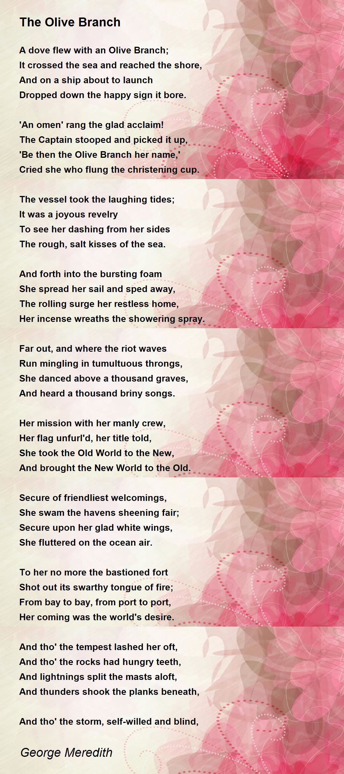 The Olive Branch Poem by George Meredith - Poem Hunter