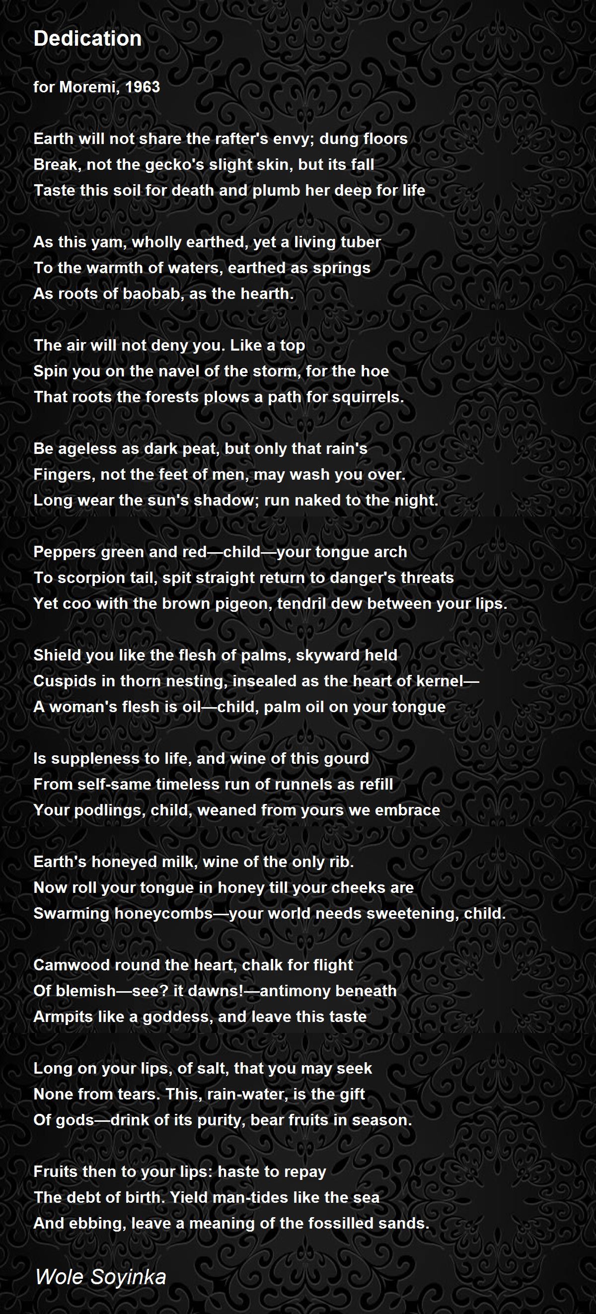 Dedication - Dedication Poem by Wole Soyinka
