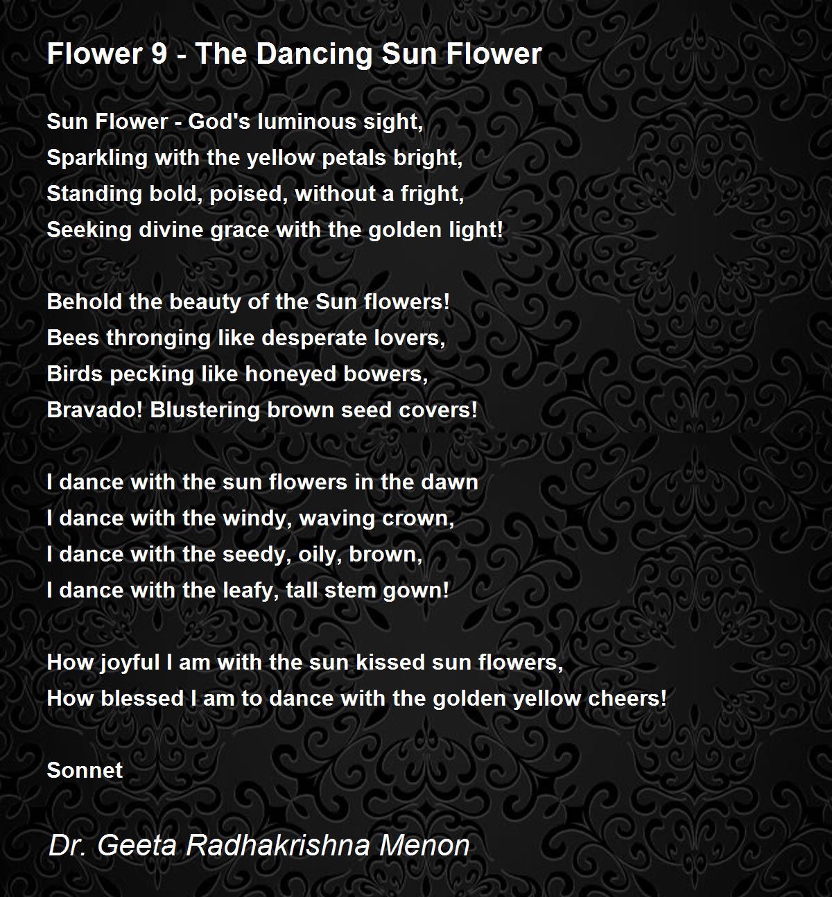 Flower 9 The Dancing Sun Flower Poem by Geeta Radhakrishna Menon Poem Hunter