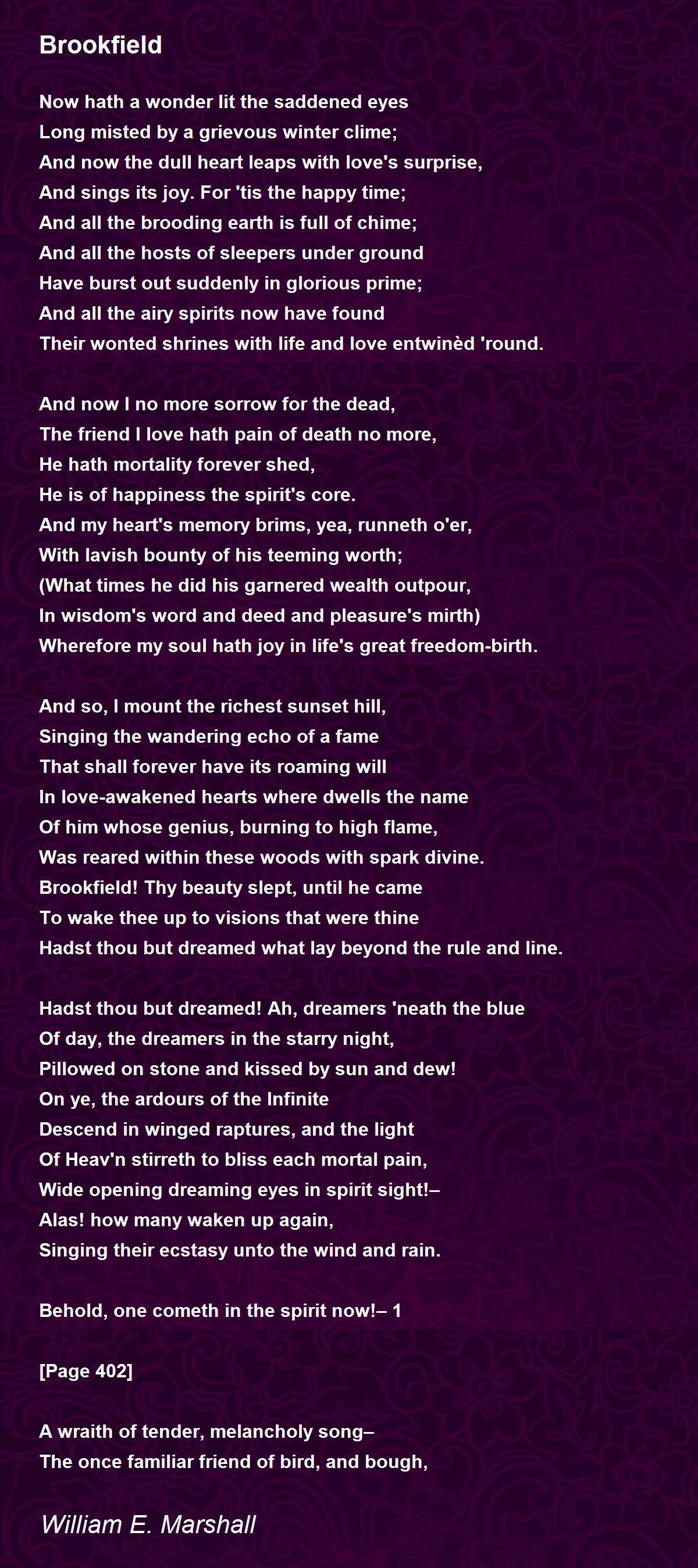Brookfield Brookfield Poem by William E. Marshall