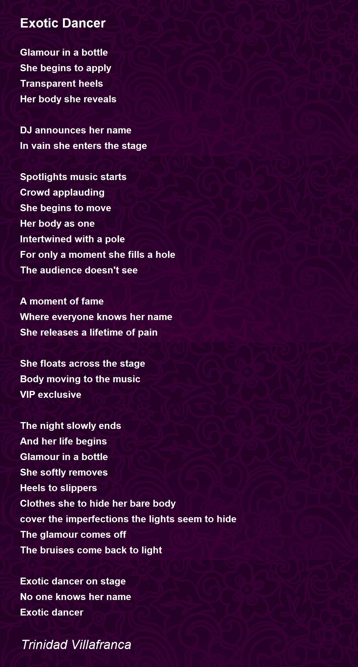Exotic Dancer Poem by Trinidad Villafranca Poem Hunter