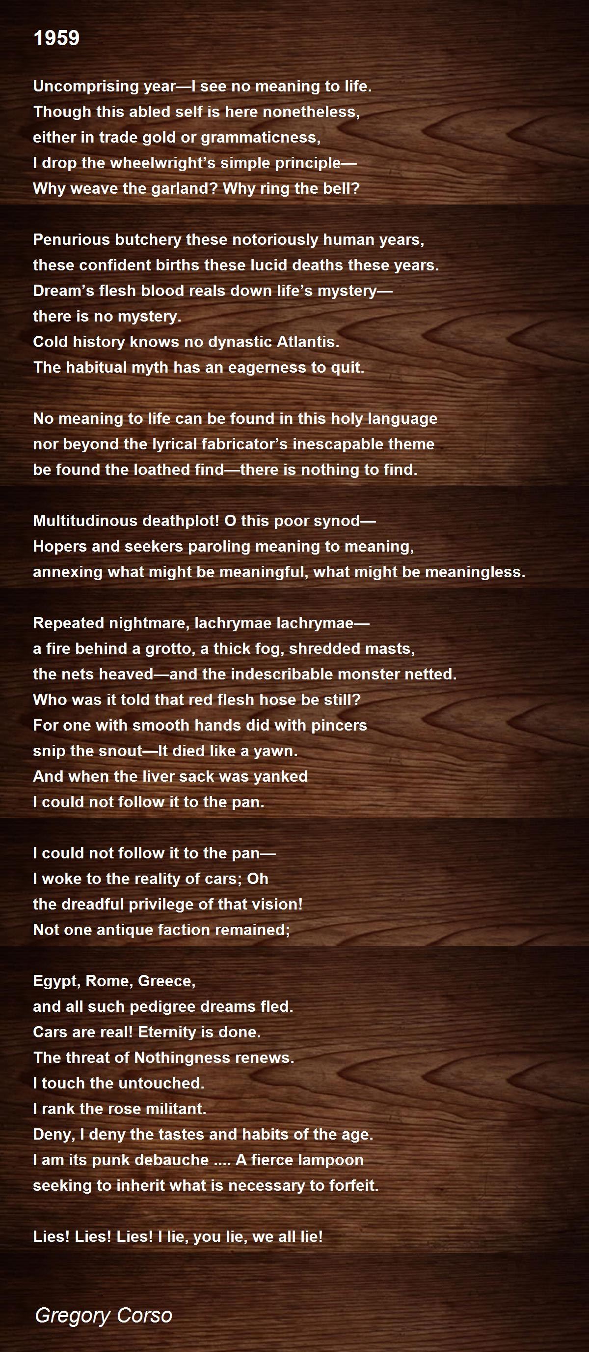 1959 Poem By Gregory Corso Poem Hunter