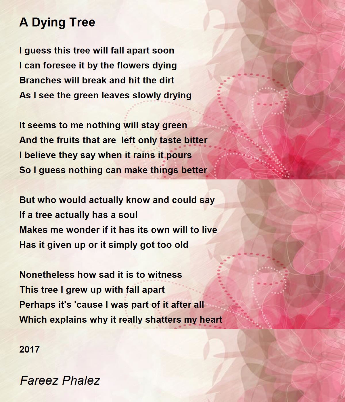 A Dying Tree A Dying Tree Poem by Fareez Phalez