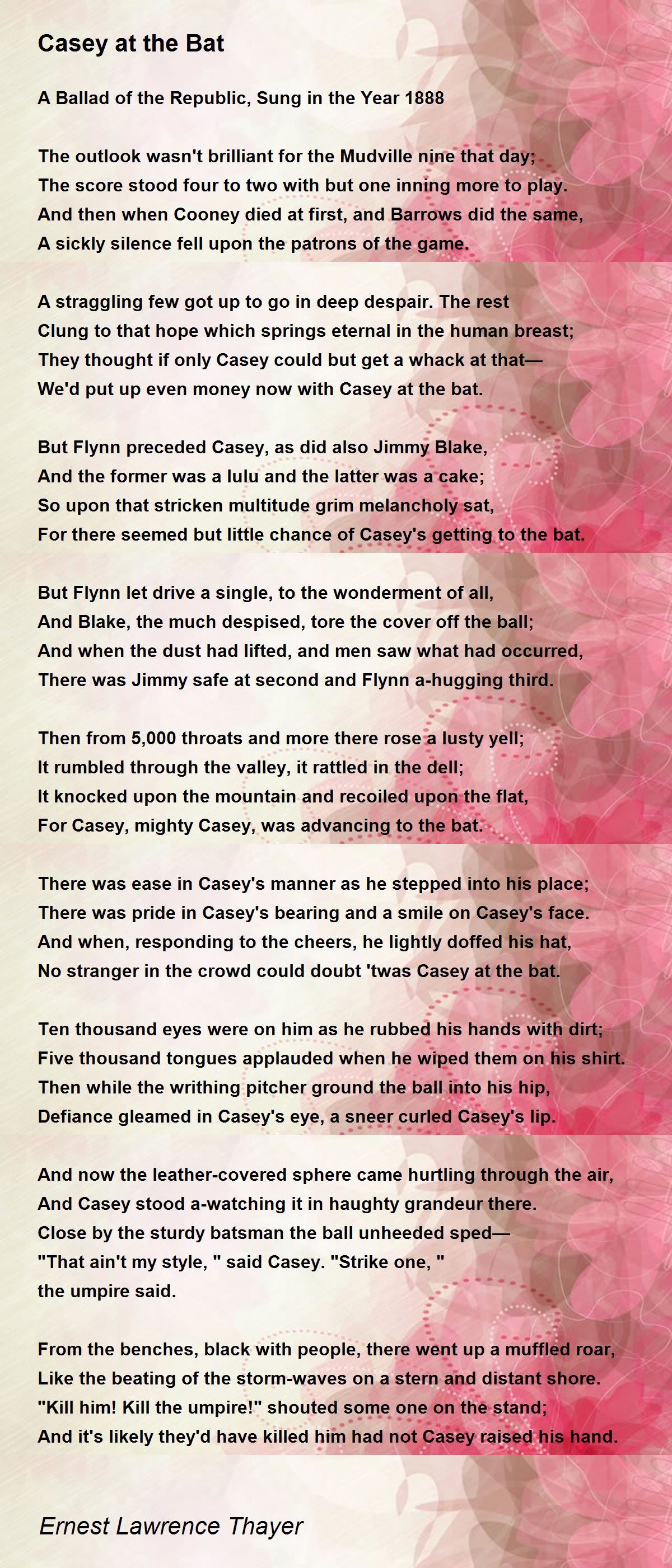 Casey At The Bat Poem Printable