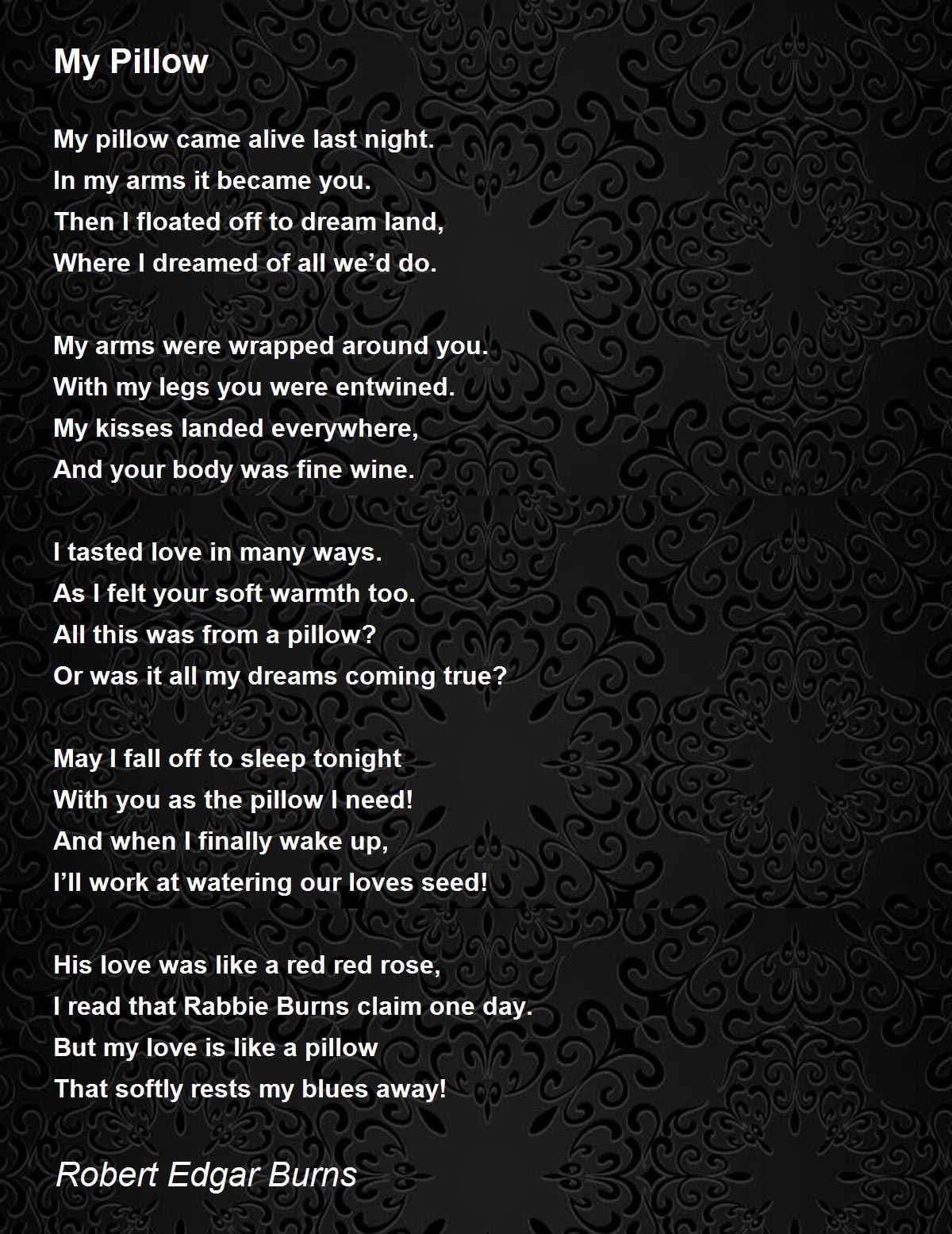 My Pillow My Pillow Poem by Robert Edgar Burns