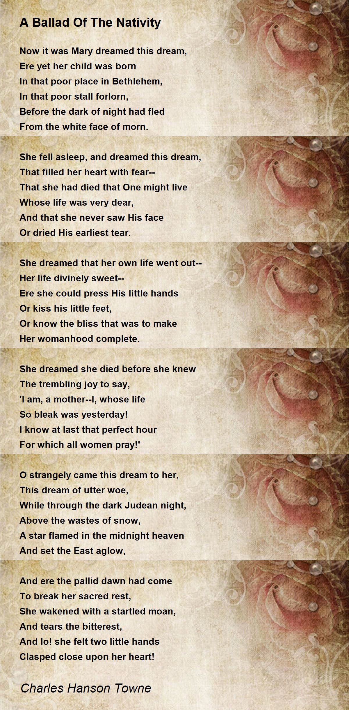 A Ballad Of The Nativity Poem by Charles Hanson Towne Poem Hunter