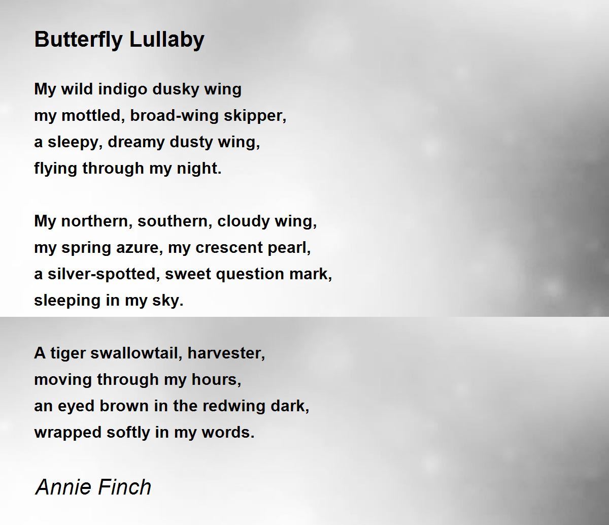 Butterfly Lullaby Butterfly Lullaby Poem by Annie Finch