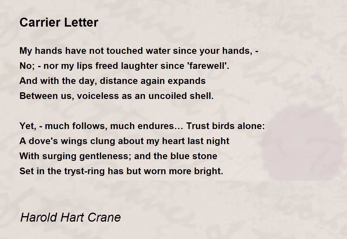 Carrier Letter Poem by Harold Hart Crane - Poem Hunter