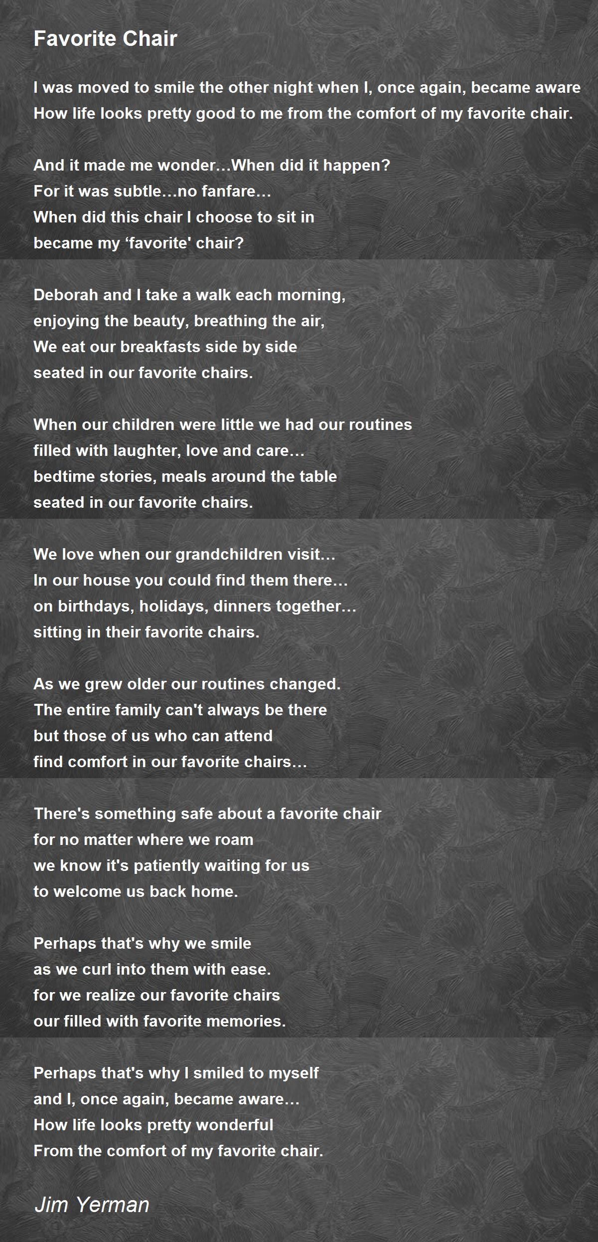 Favorite Chair Favorite Chair Poem by Jim Yerman