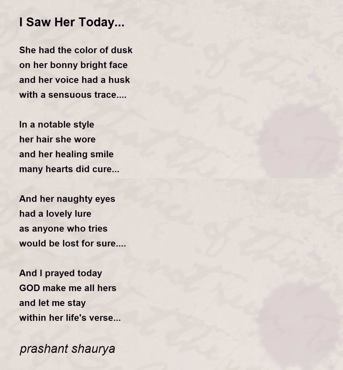 I Saw Her Today... I Saw Her Today... Poem by prashant shaurya