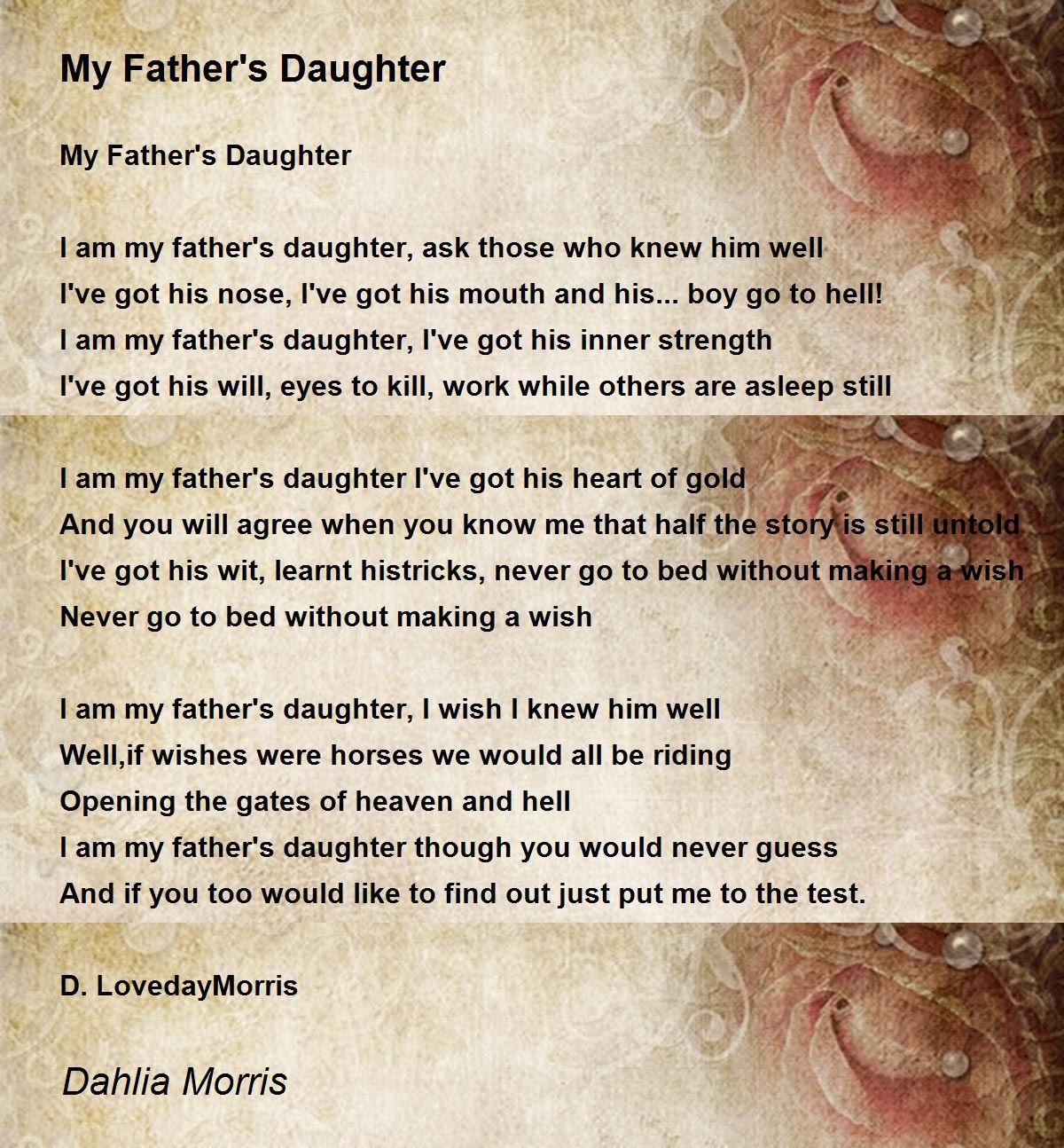 My Father's Daughter My Father's Daughter Poem by D Loveday Morris