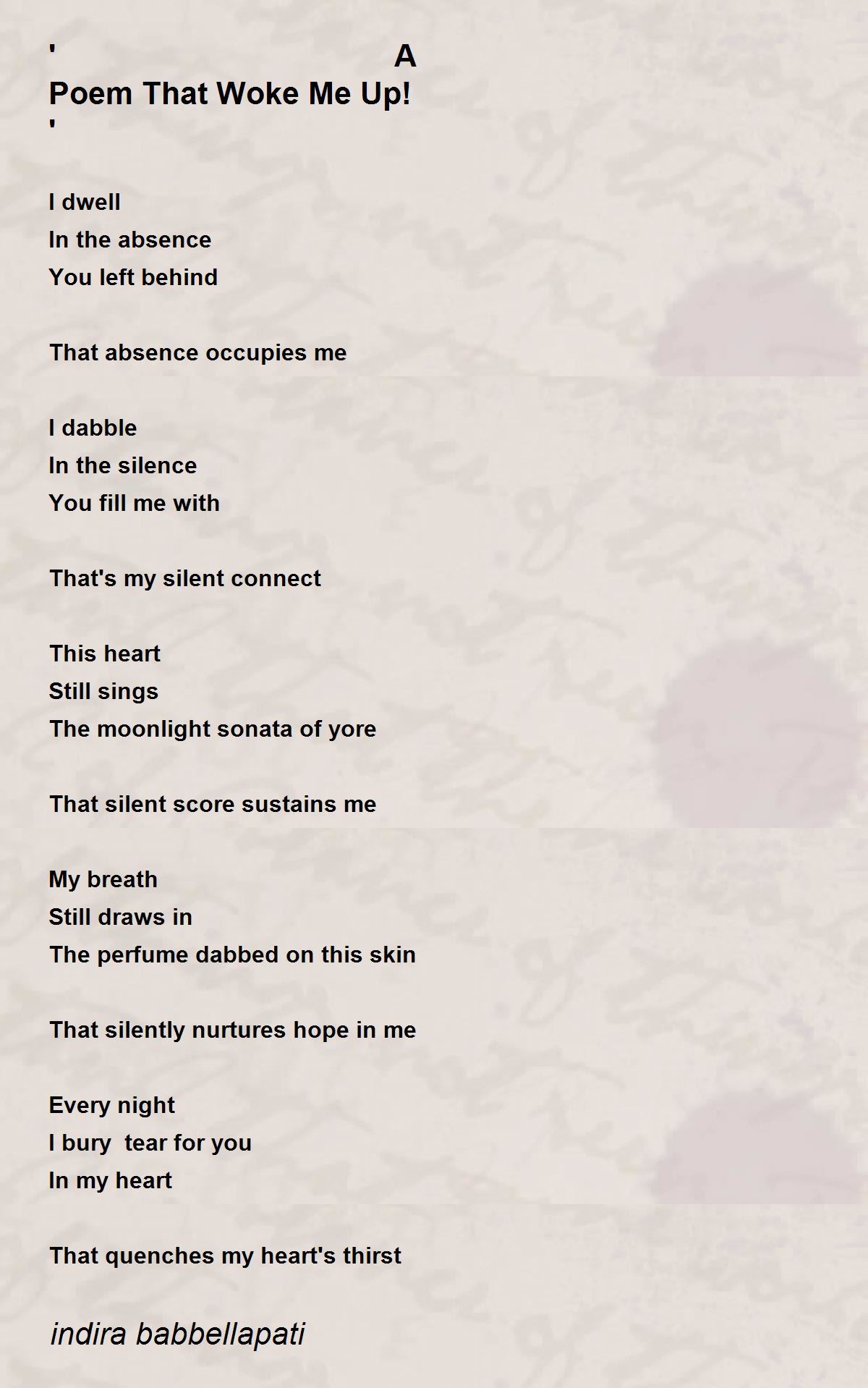 ' A Poem That Woke Me Up! ' ' A Poem That Woke Me Up! ' Poem by