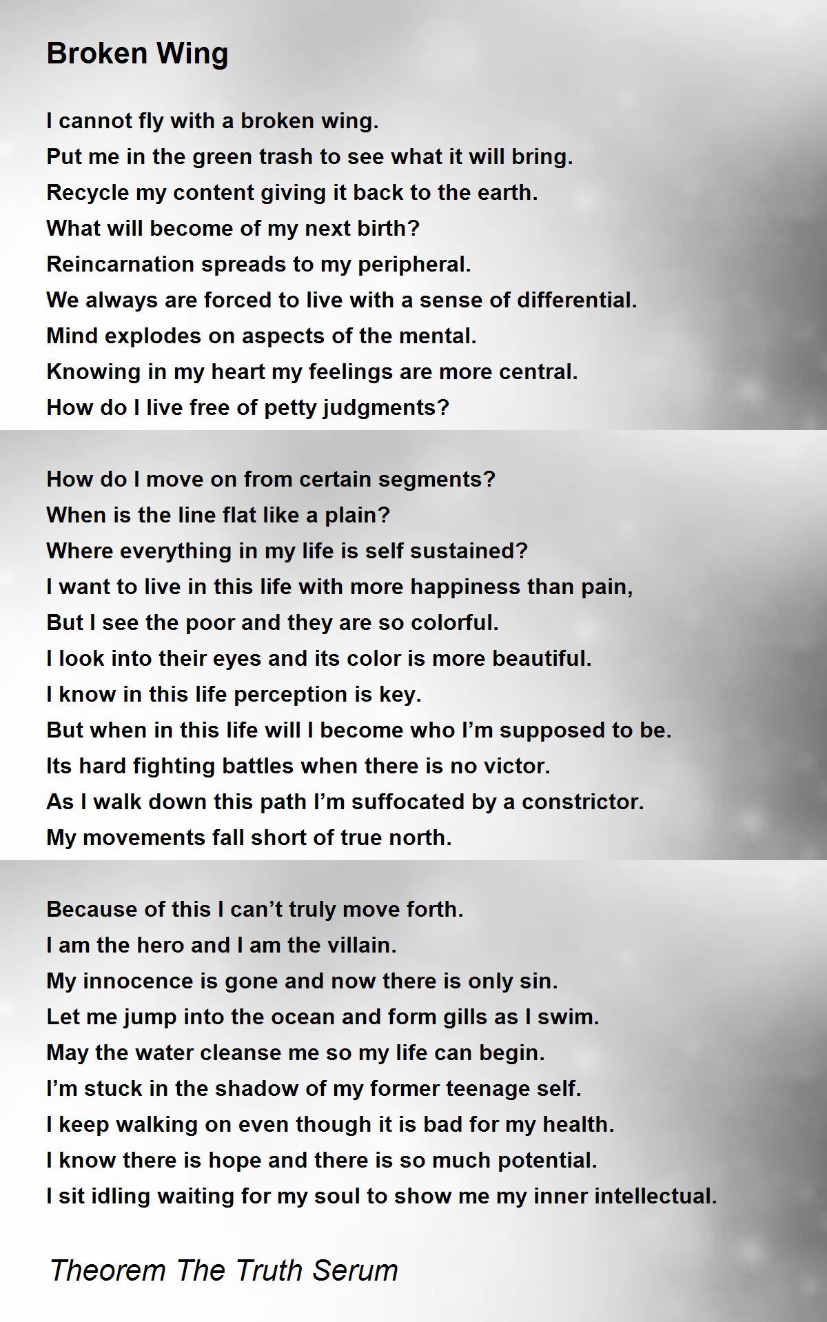 Broken Wing Broken Wing Poem by Theorem The Truth Serum