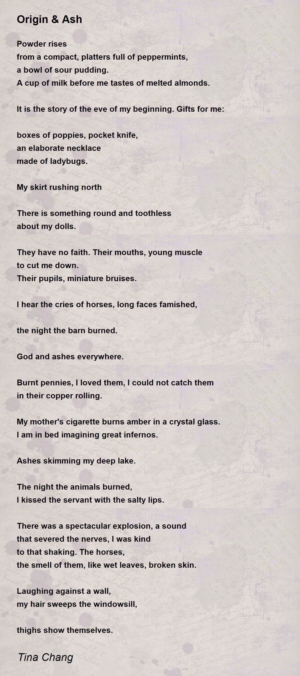 Origin & Ash Origin & Ash Poem by Tina Chang