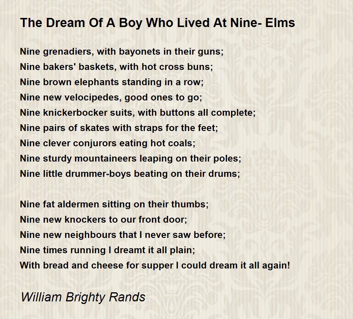 The Dream Of A Boy Who Lived At NineElms The Dream Of A Boy Who