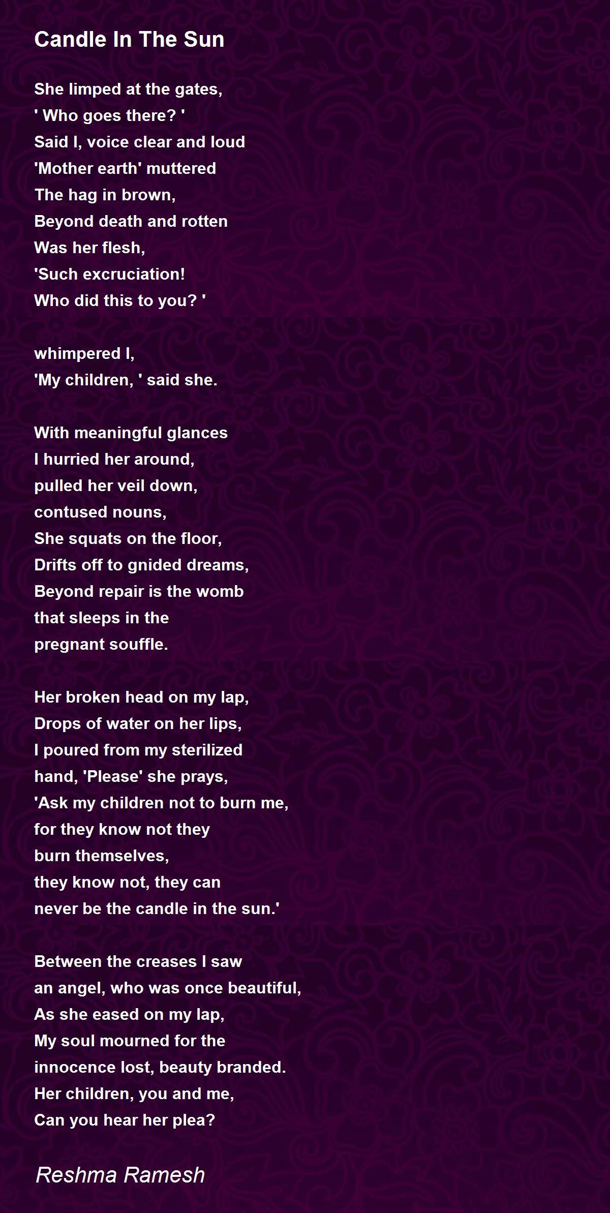 Candle In The Sun Poem by Reshma Ramesh Poem Hunter