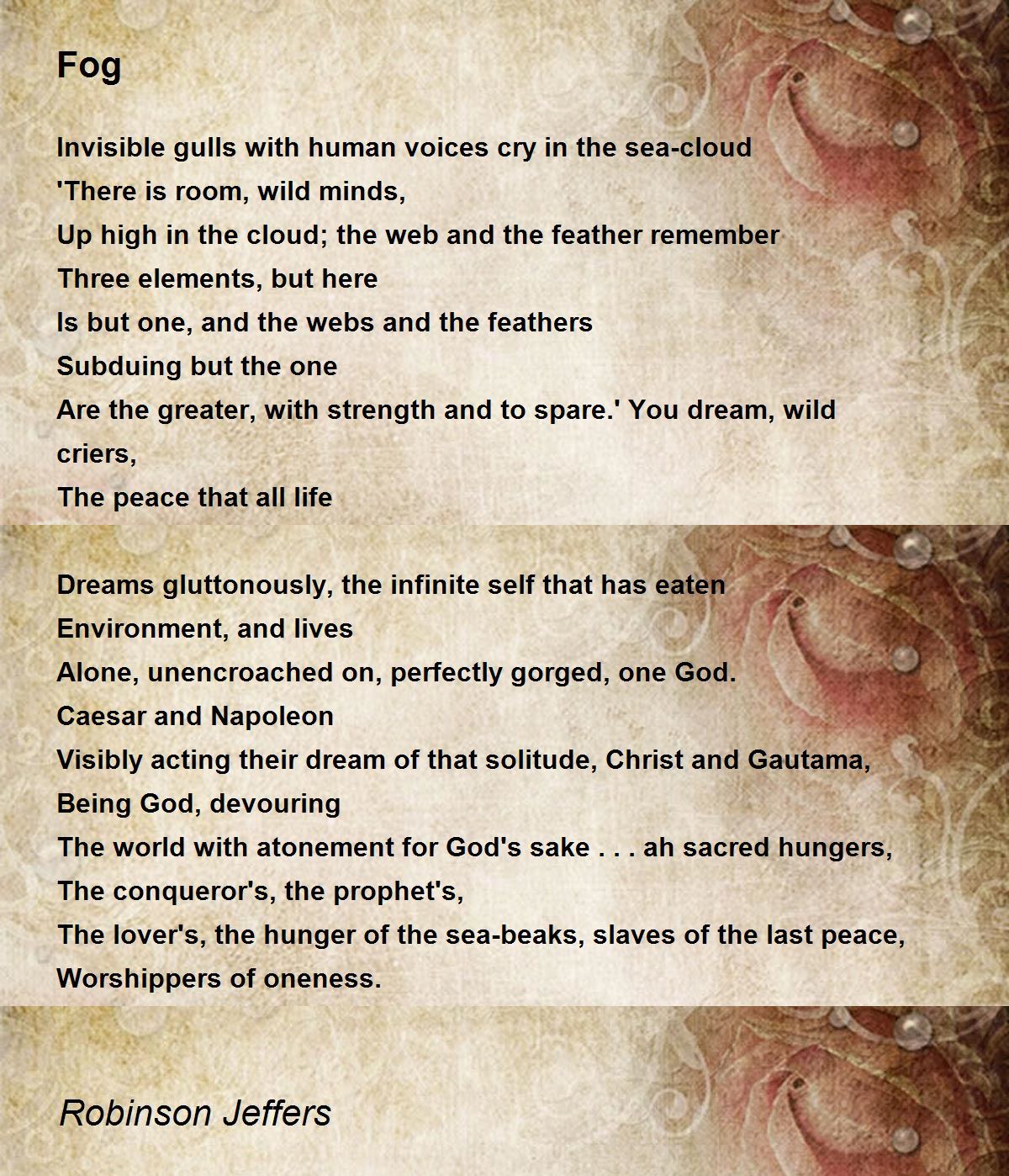 Fog Poem by Robinson Jeffers Poem Hunter