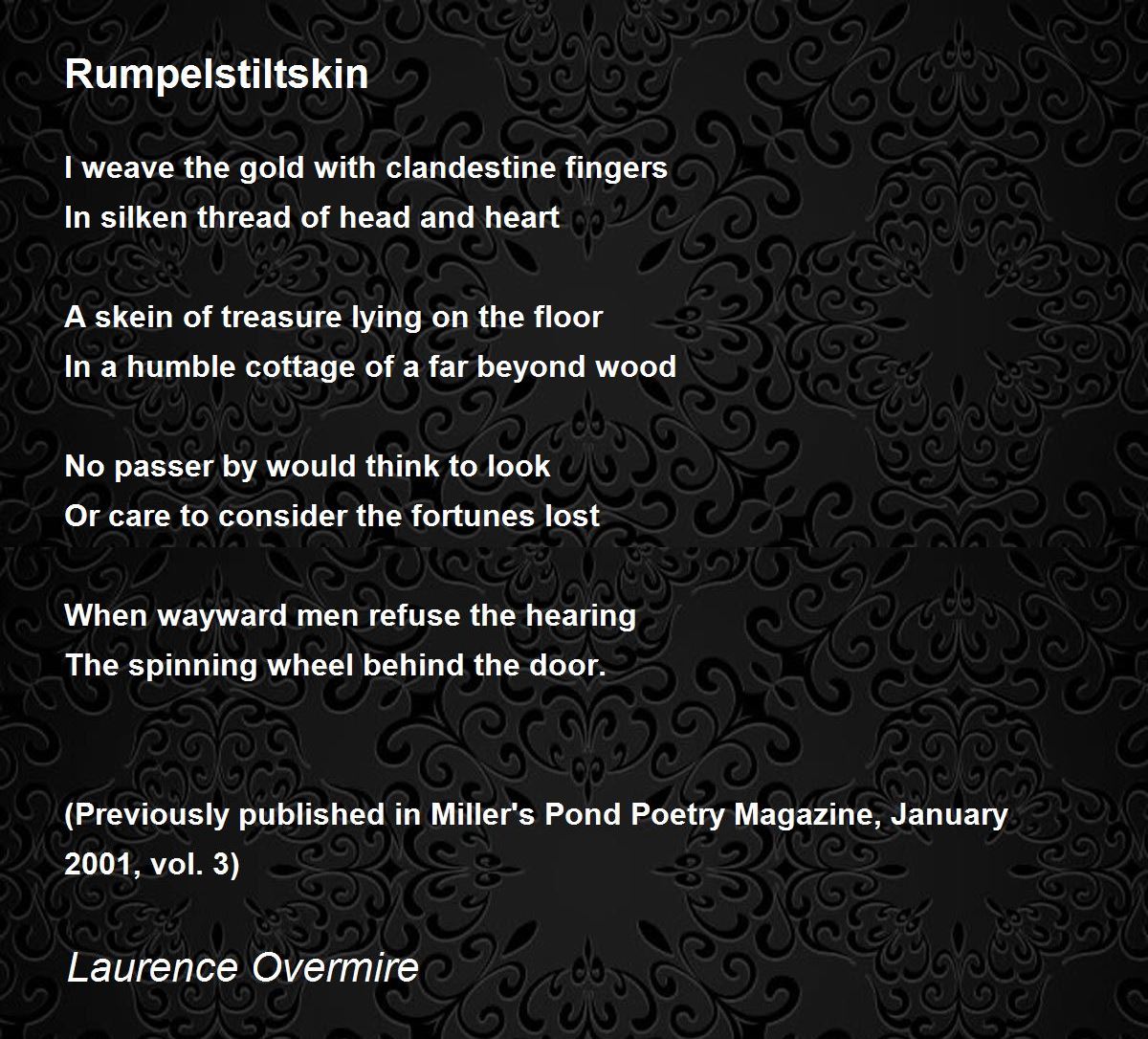 Rumpelstiltskin Rumpelstiltskin Poem by Laurence Overmire