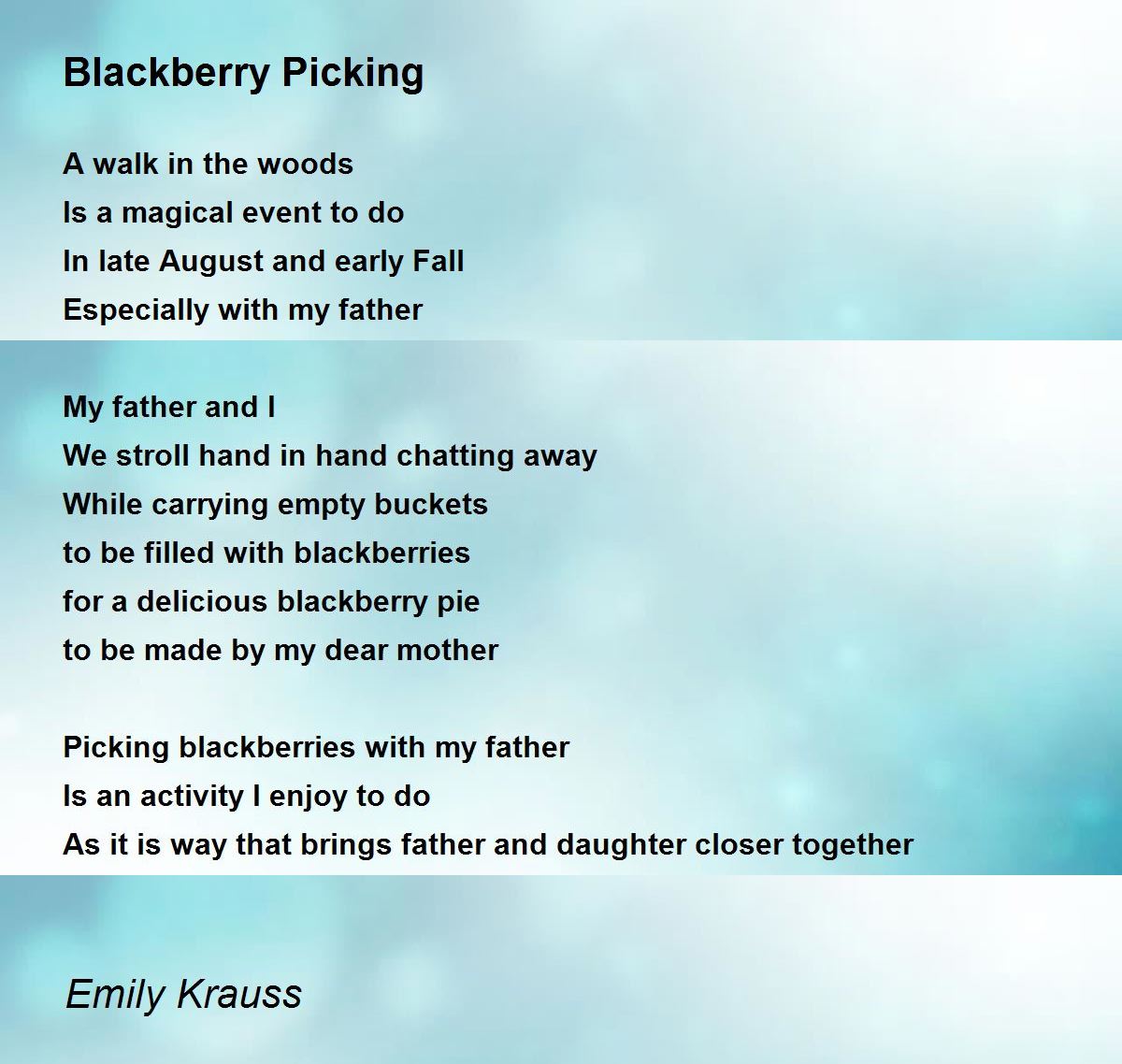 Blackberry Picking Poem by Emily Krauss Poem Hunter