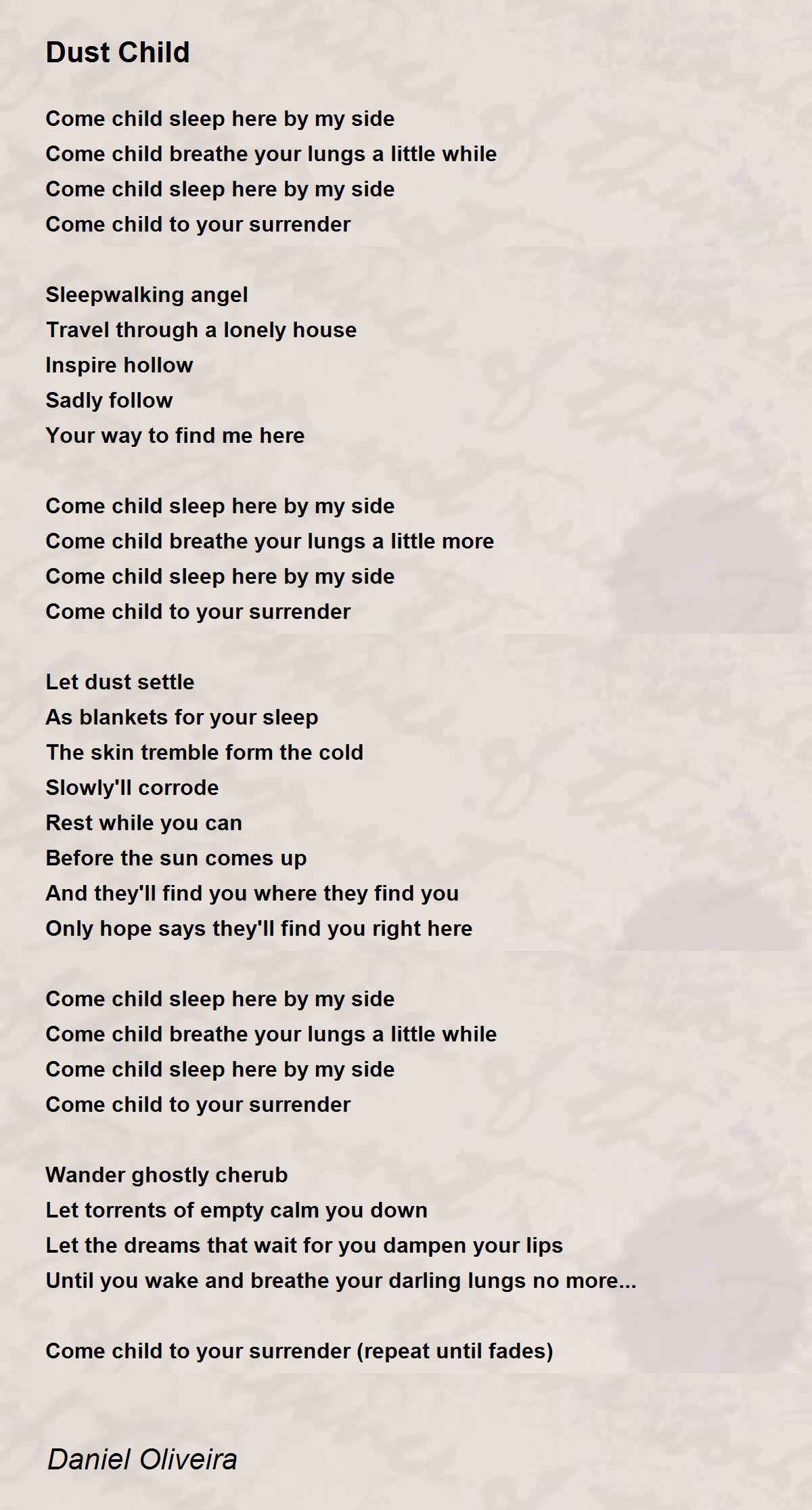 Dust Child Dust Child Poem by Daniel Oliveira