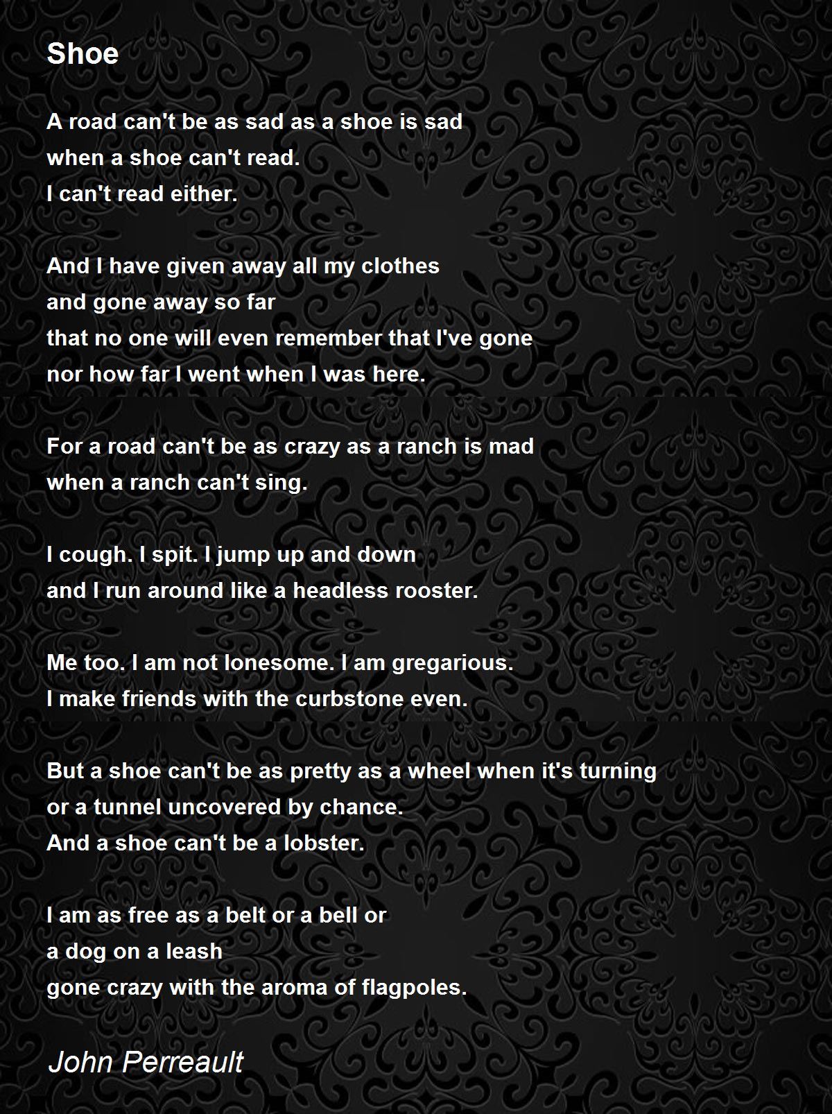 Shoe Shoe Poem by John Perreault