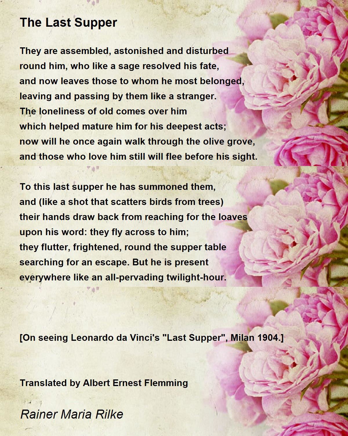 The Last Supper Poem by Rainer Maria Rilke - Poem Hunter