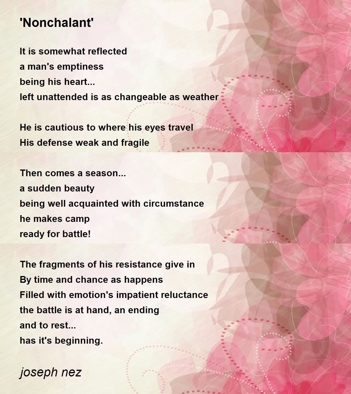 Nonchalant Nonchalant Poem By Joseph Nez