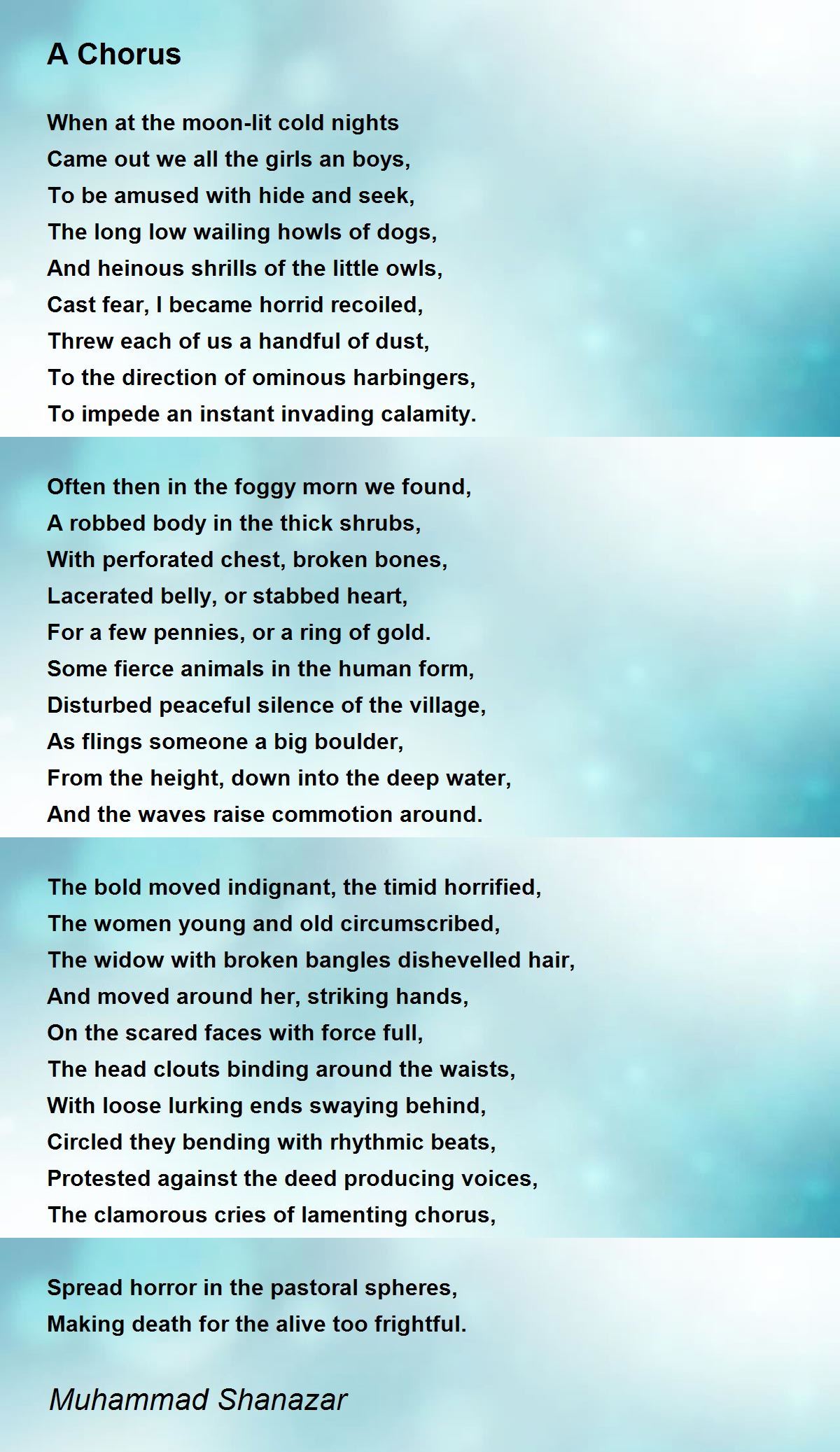 A Chorus A Chorus Poem by Muhammad Shanazar