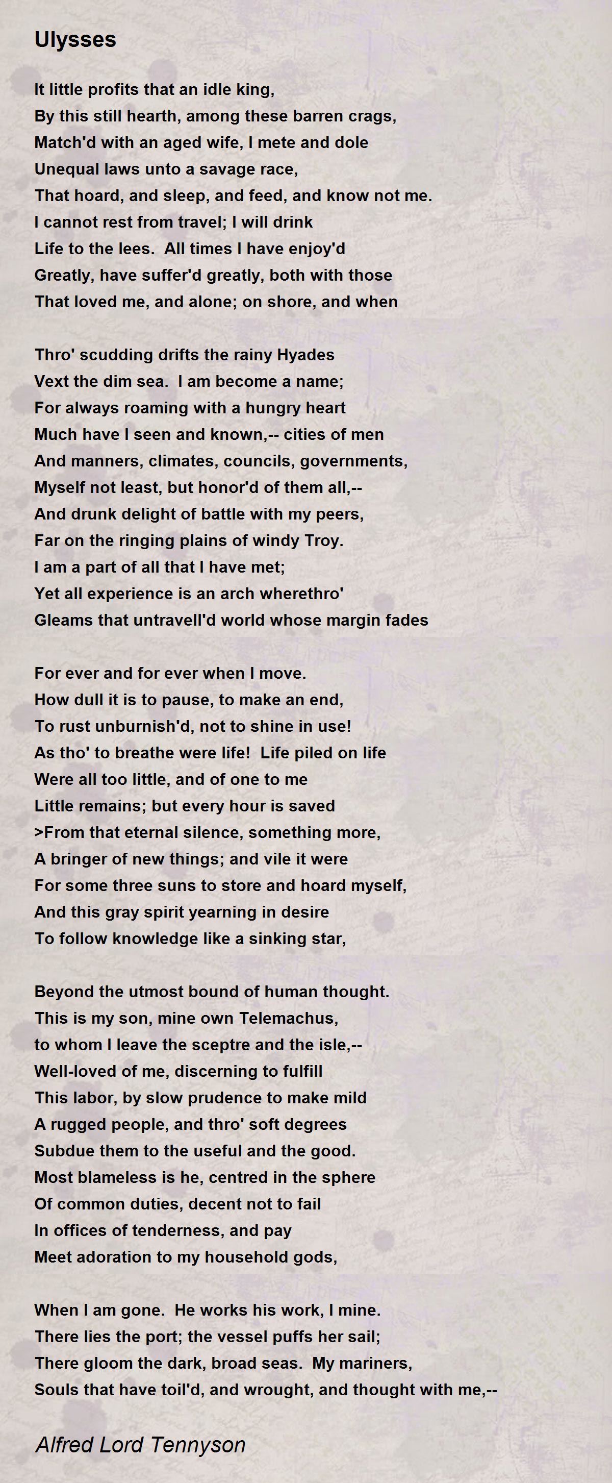 Ulysses Poem by Alfred Lord Tennyson - Poem Hunter