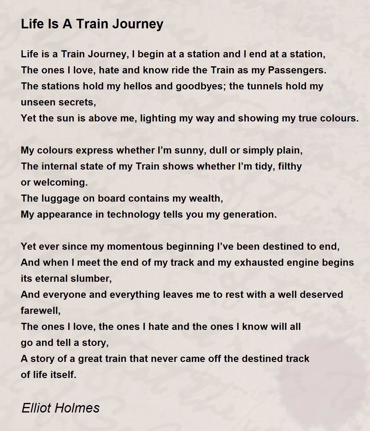 train journey poem line by line explanation